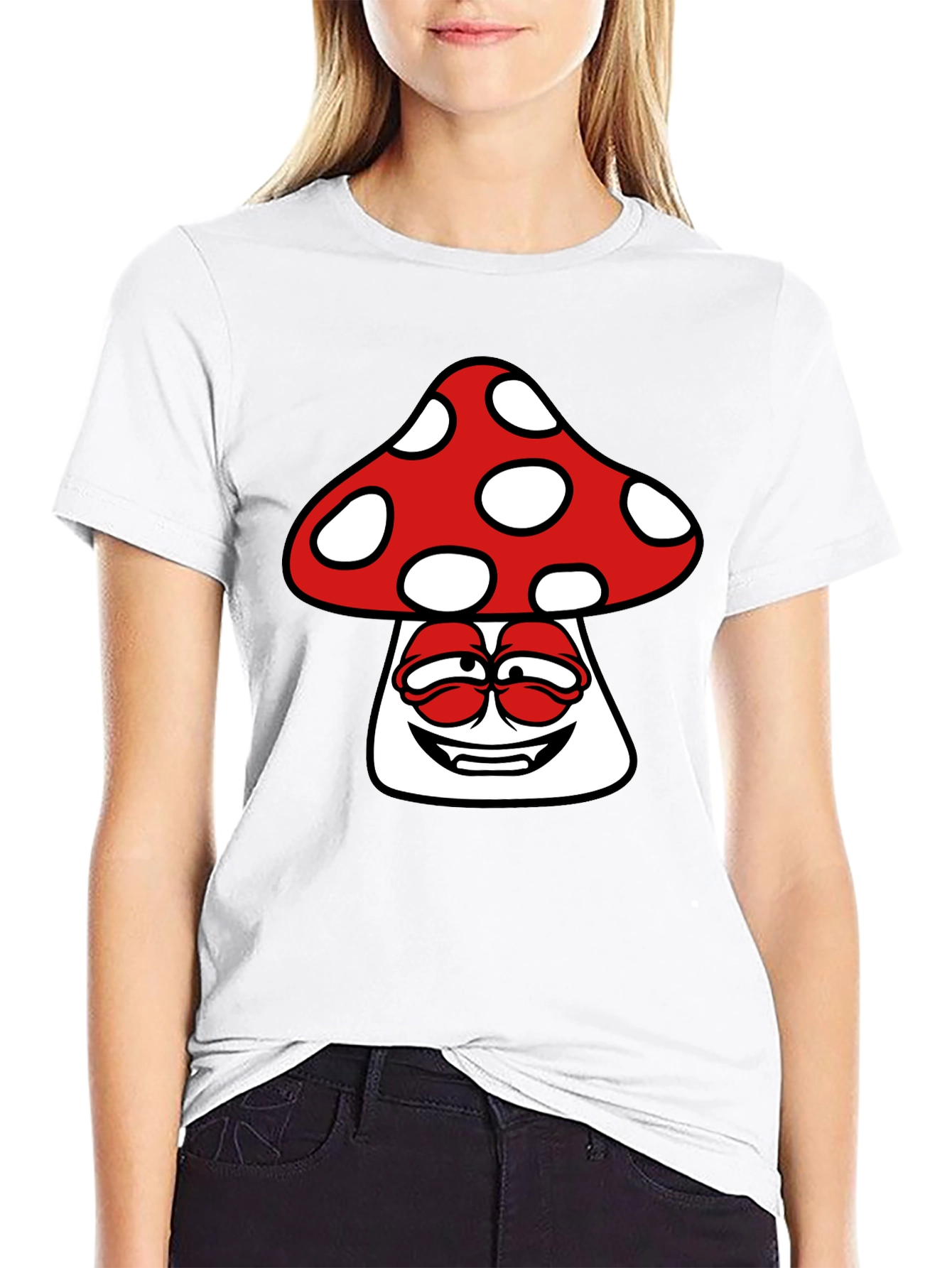 Mushroom Graphic Print Mens Black T-Shirt