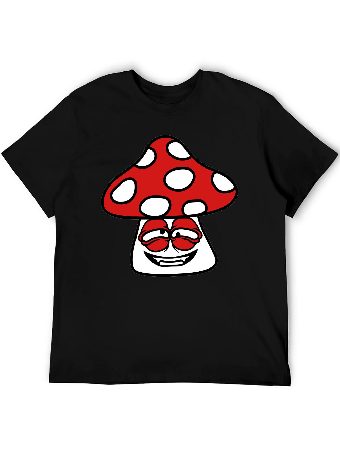 Mushroom Graphic Print Mens Black T-Shirt