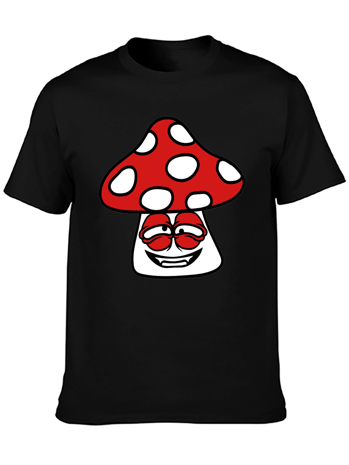 Mushroom Graphic Print Mens Black T-Shirt