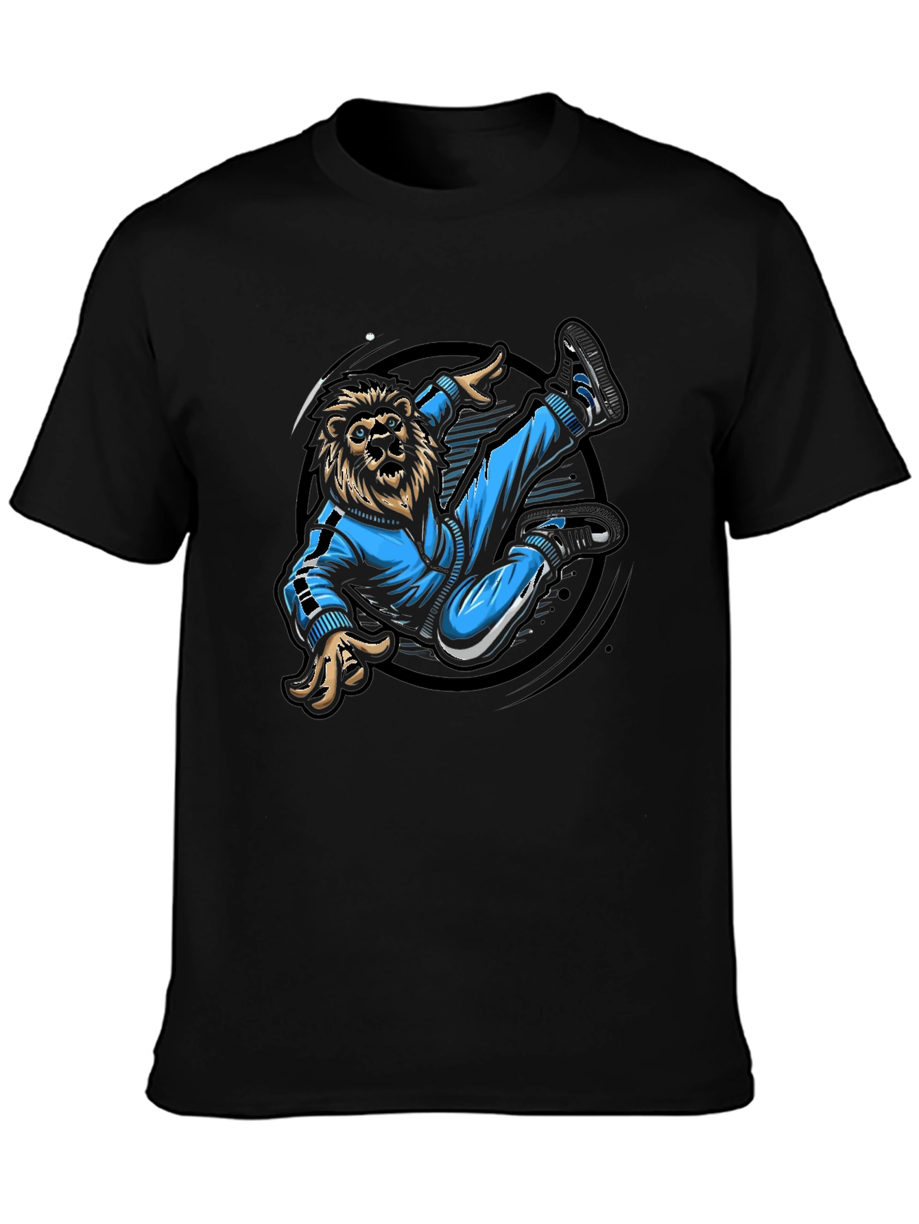 Lion Breakdance Black Graphic Tee