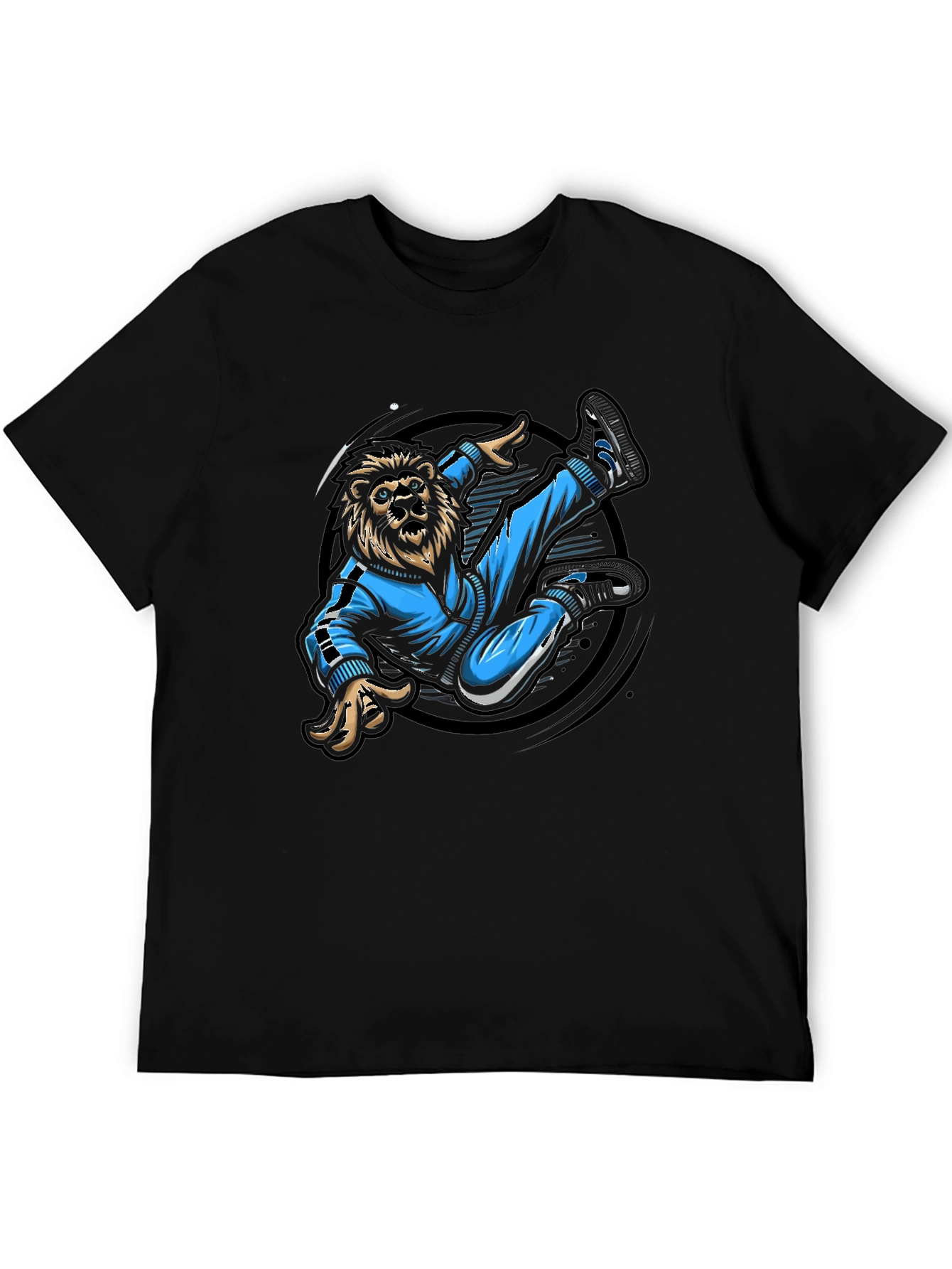 Lion Breakdance Black Graphic Tee
