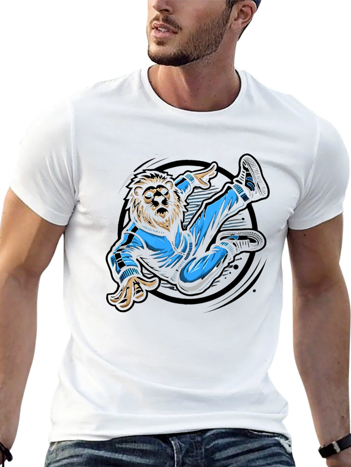 Lion Breakdance Black Graphic Tee