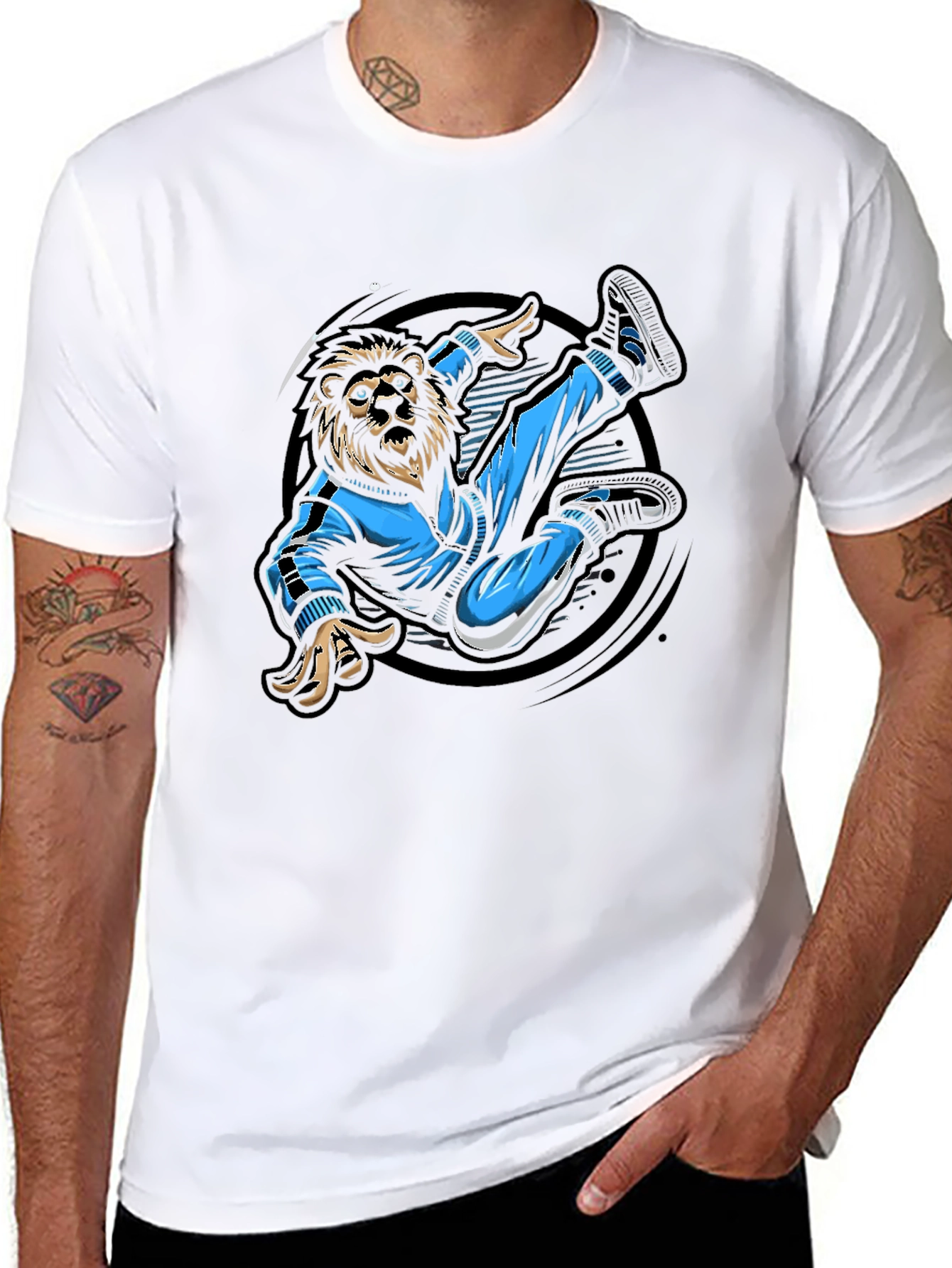 Lion Breakdance Black Graphic Tee