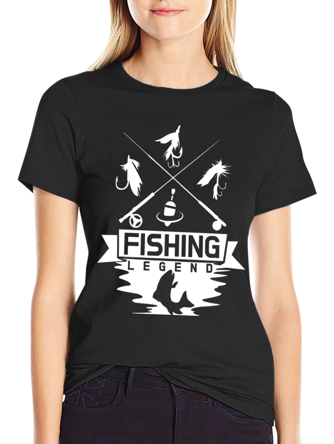Fishing Legend Graphic T-Shirt - Black Cotton Tee