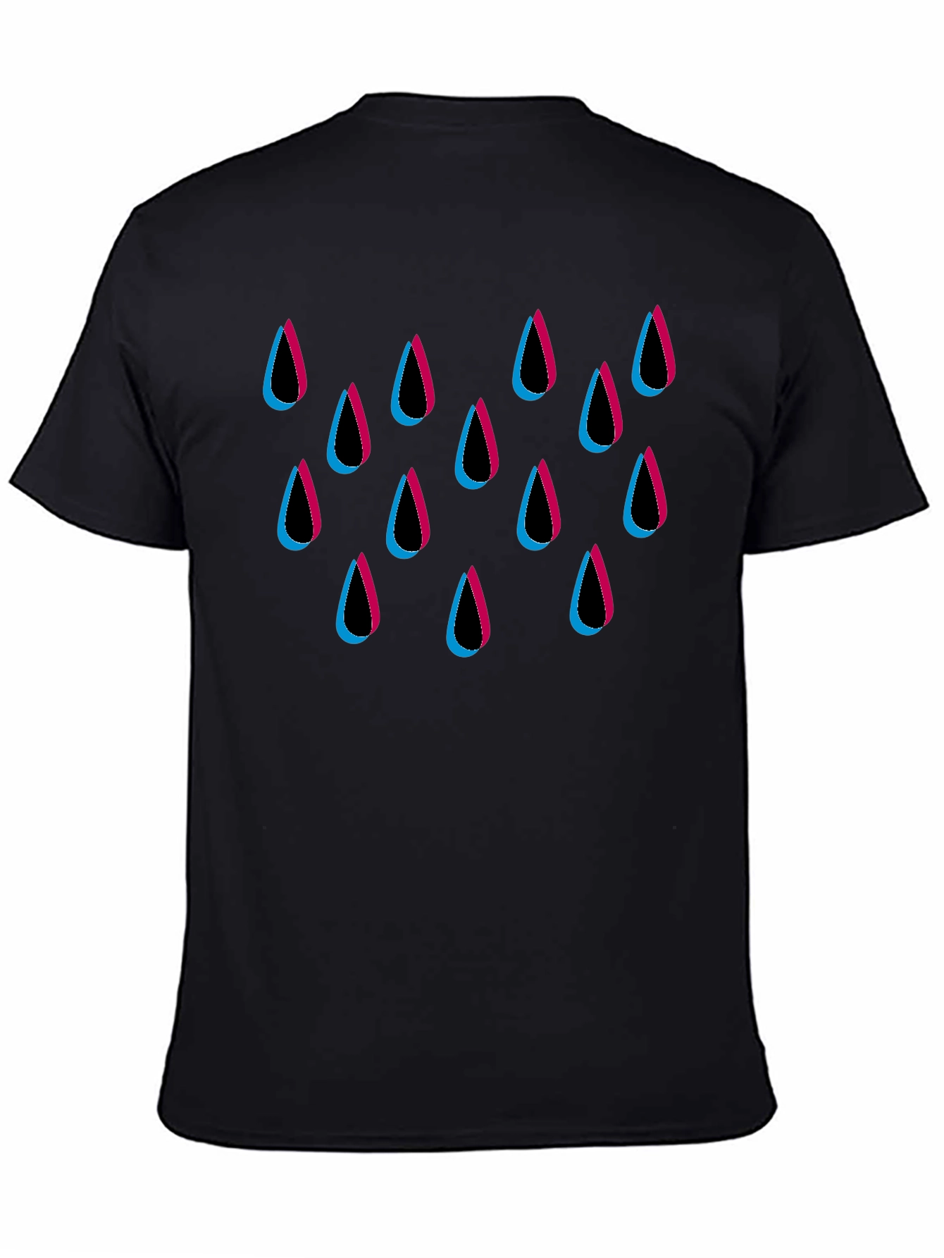 Stylish Raindrop Graphic Black T-Shirt