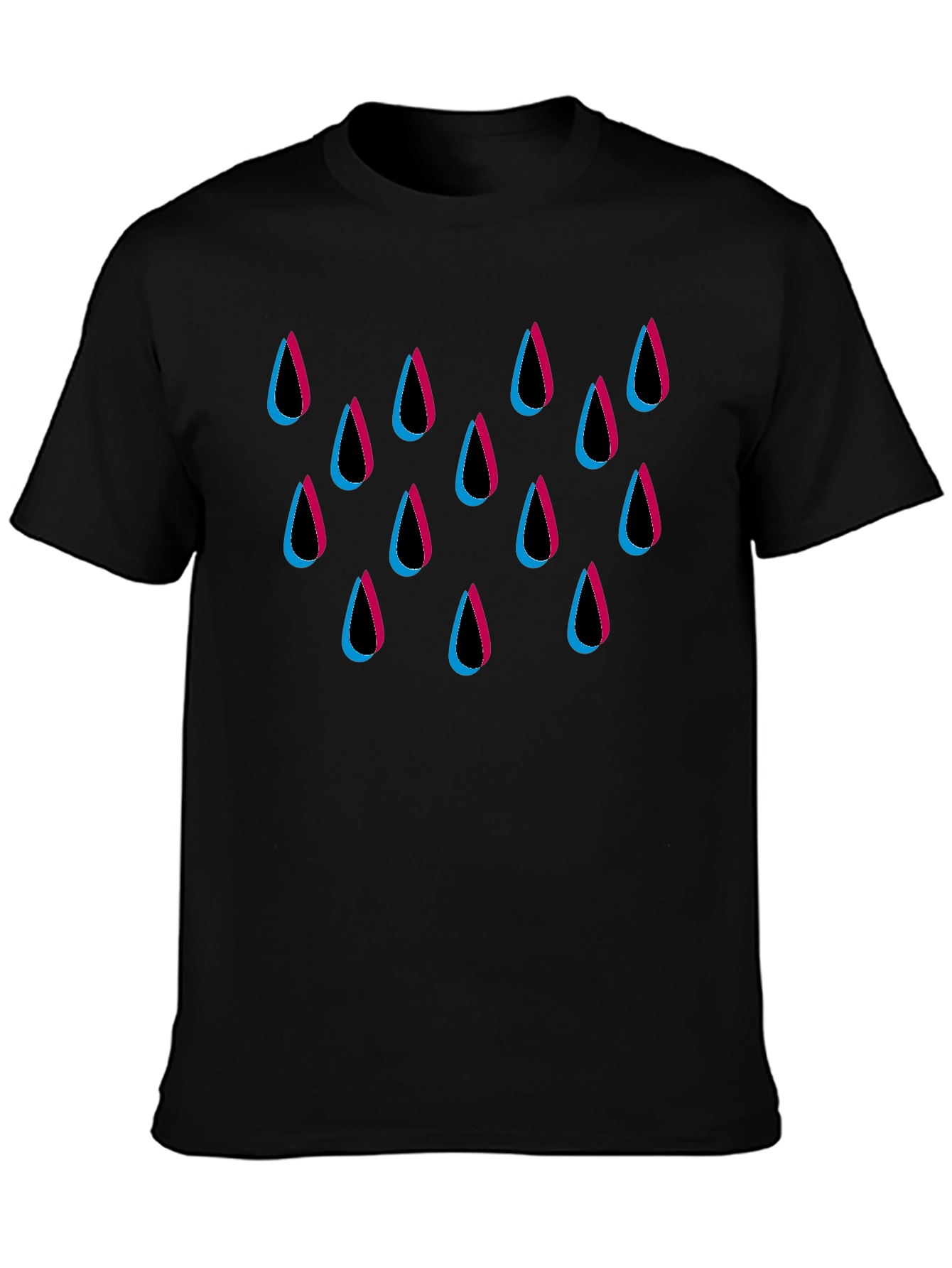 Stylish Raindrop Graphic Black T-Shirt