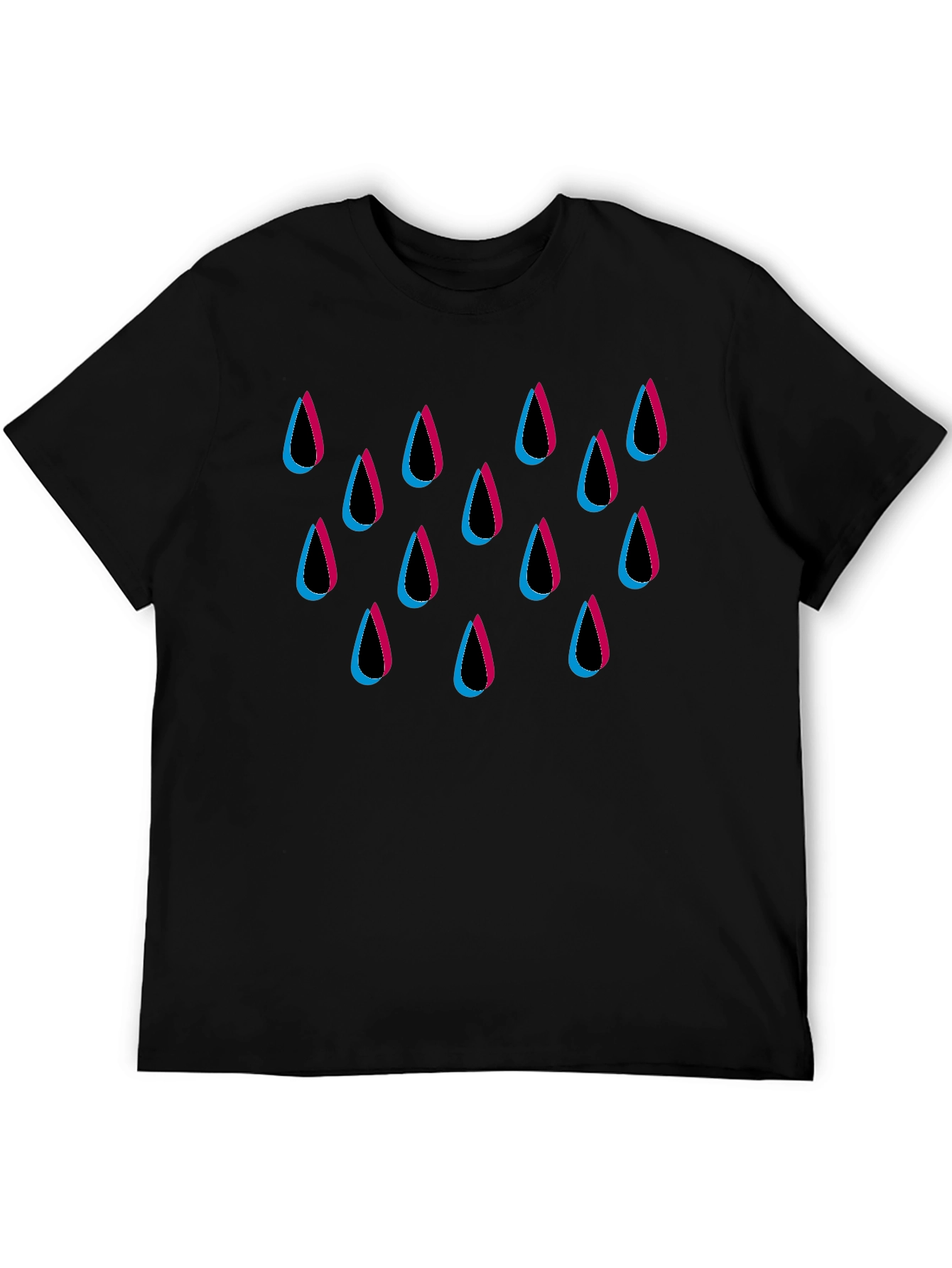 Stylish Raindrop Graphic Black T-Shirt