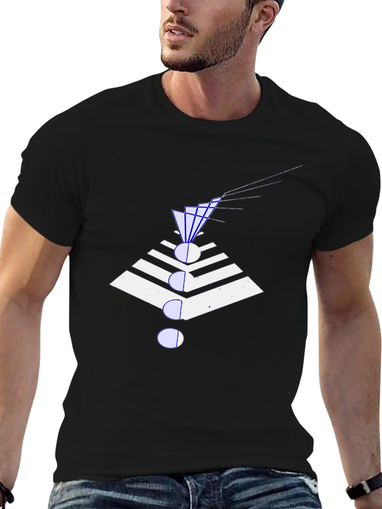 Geometric Pyramid Graphic Tee - Mens Black T-Shirt