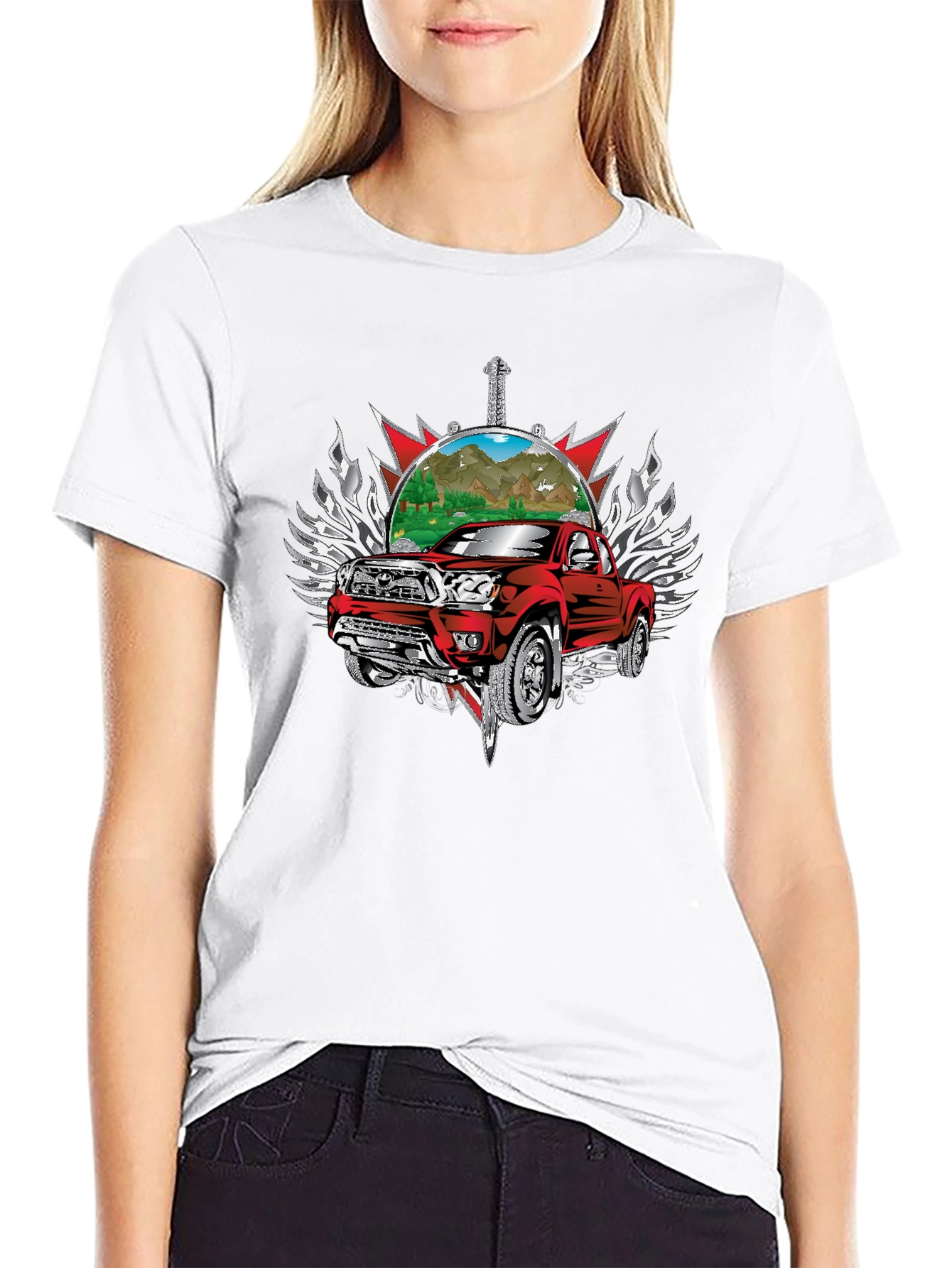 Red Truck Graphic Tee - Black