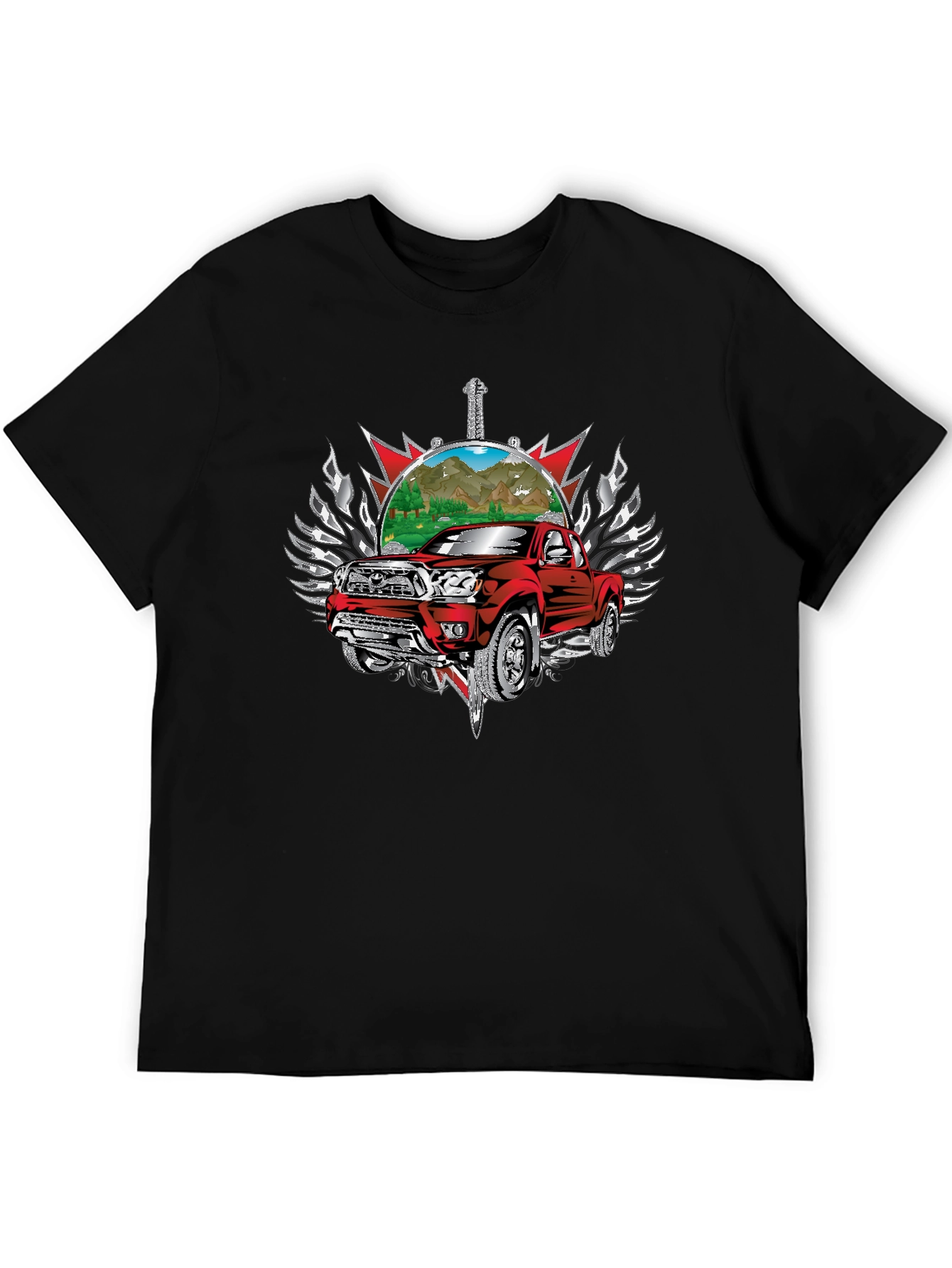 Red Truck Graphic Tee - Black