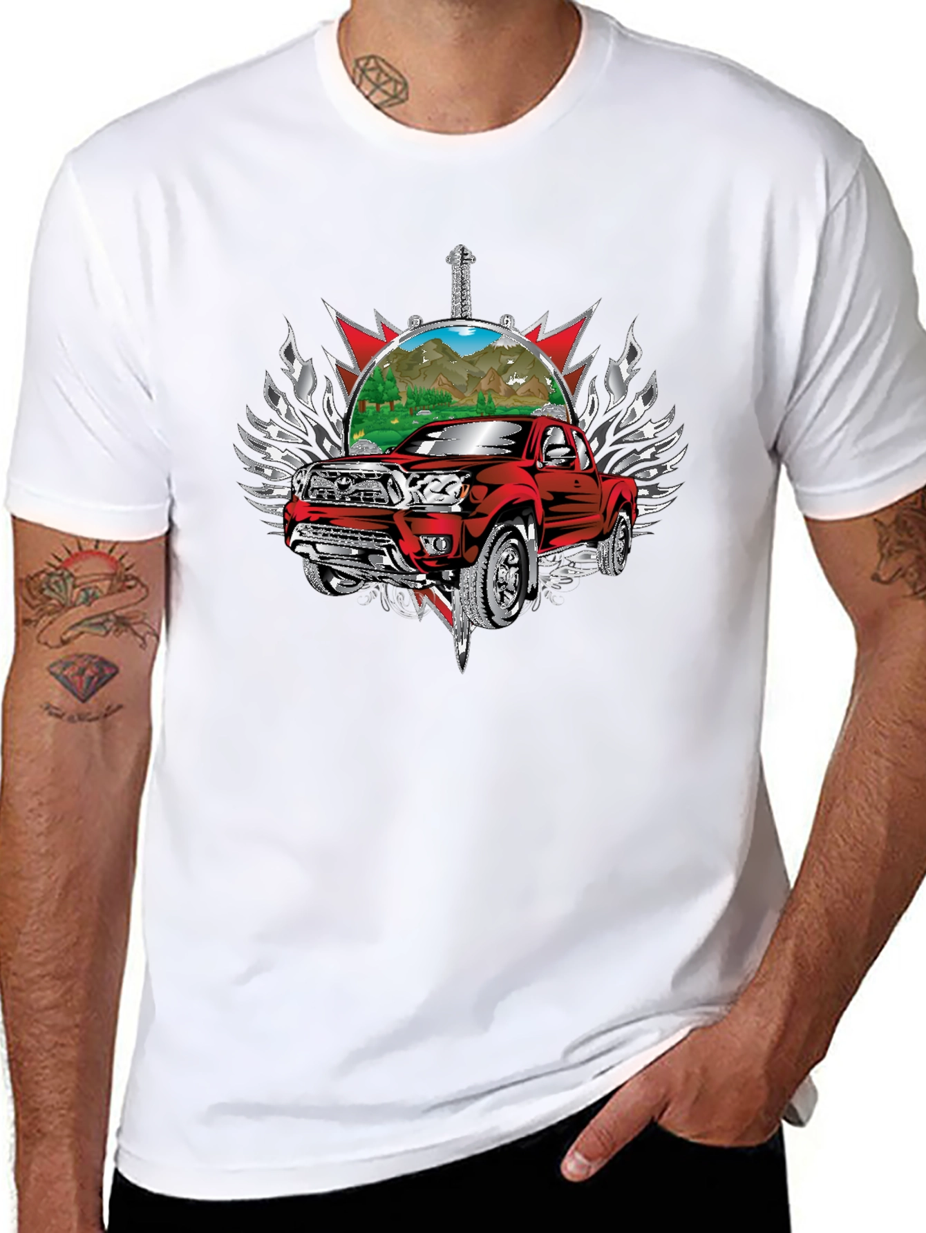 Red Truck Graphic Tee - Black