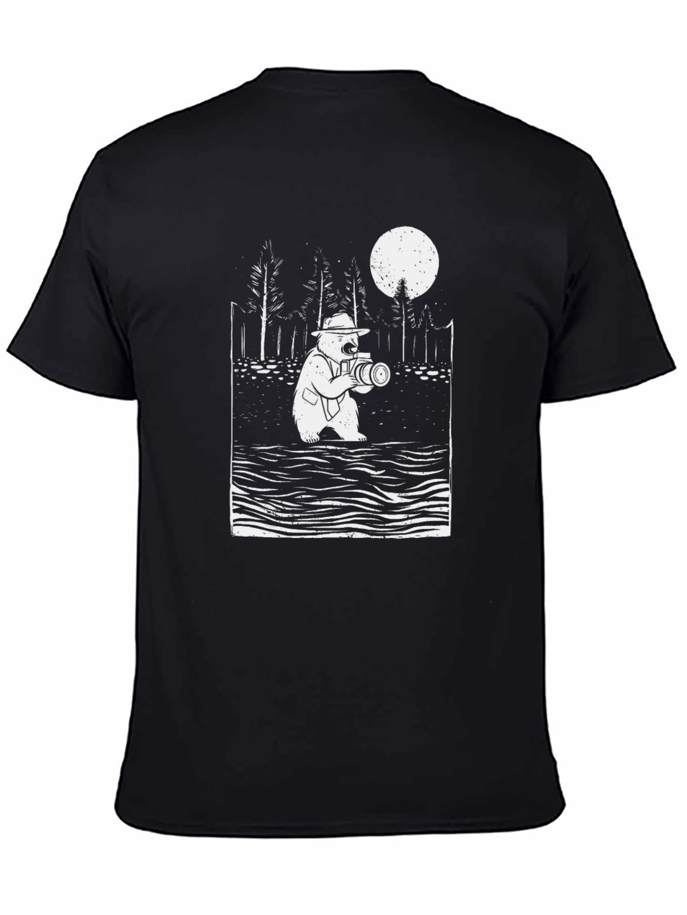 Bear Photographer Graphic Tee - Mens Black T-Shirt