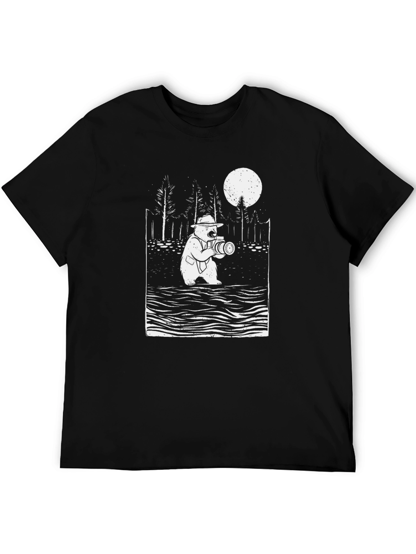 Bear Photographer Graphic Tee - Mens Black T-Shirt
