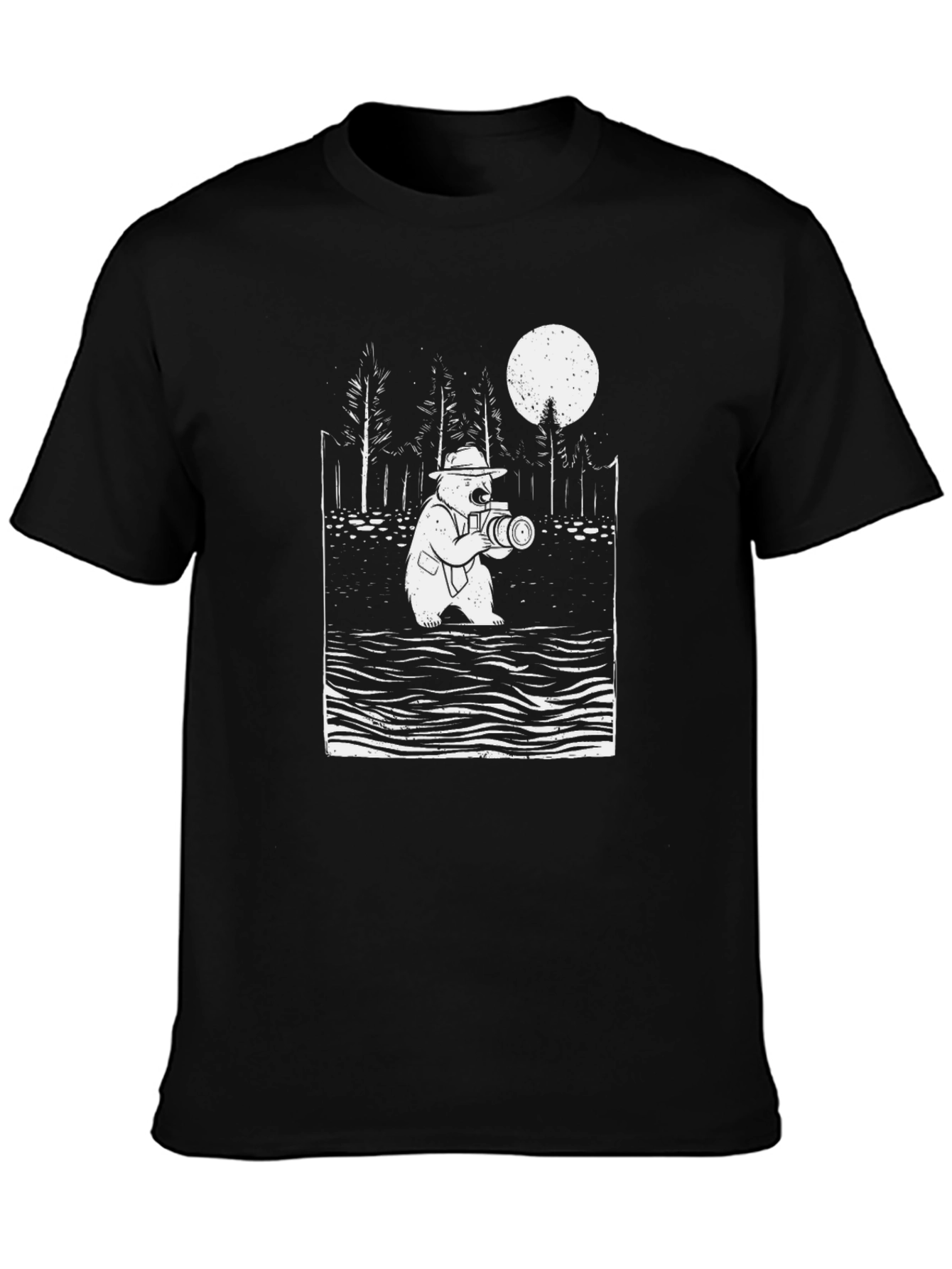 Bear Photographer Graphic Tee - Mens Black T-Shirt
