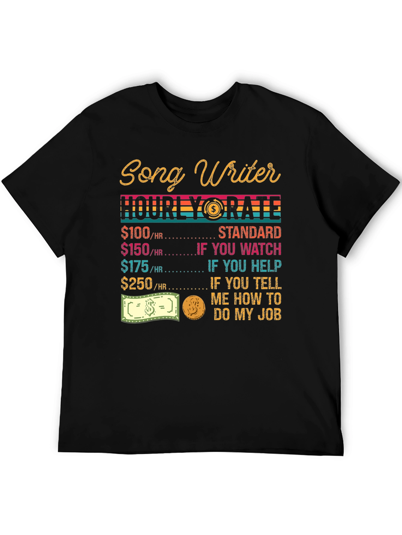 Songwriter Hourly Rate Black Graphic Tee