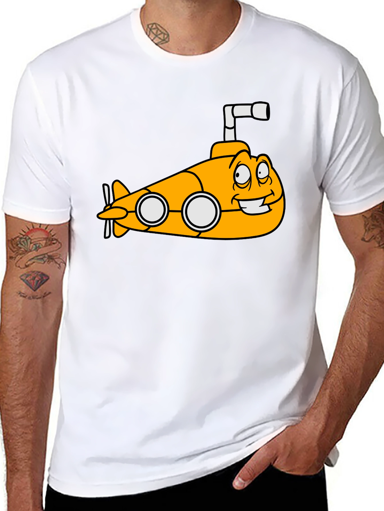 Yellow Submarine Cartoon Graphic T-Shirt