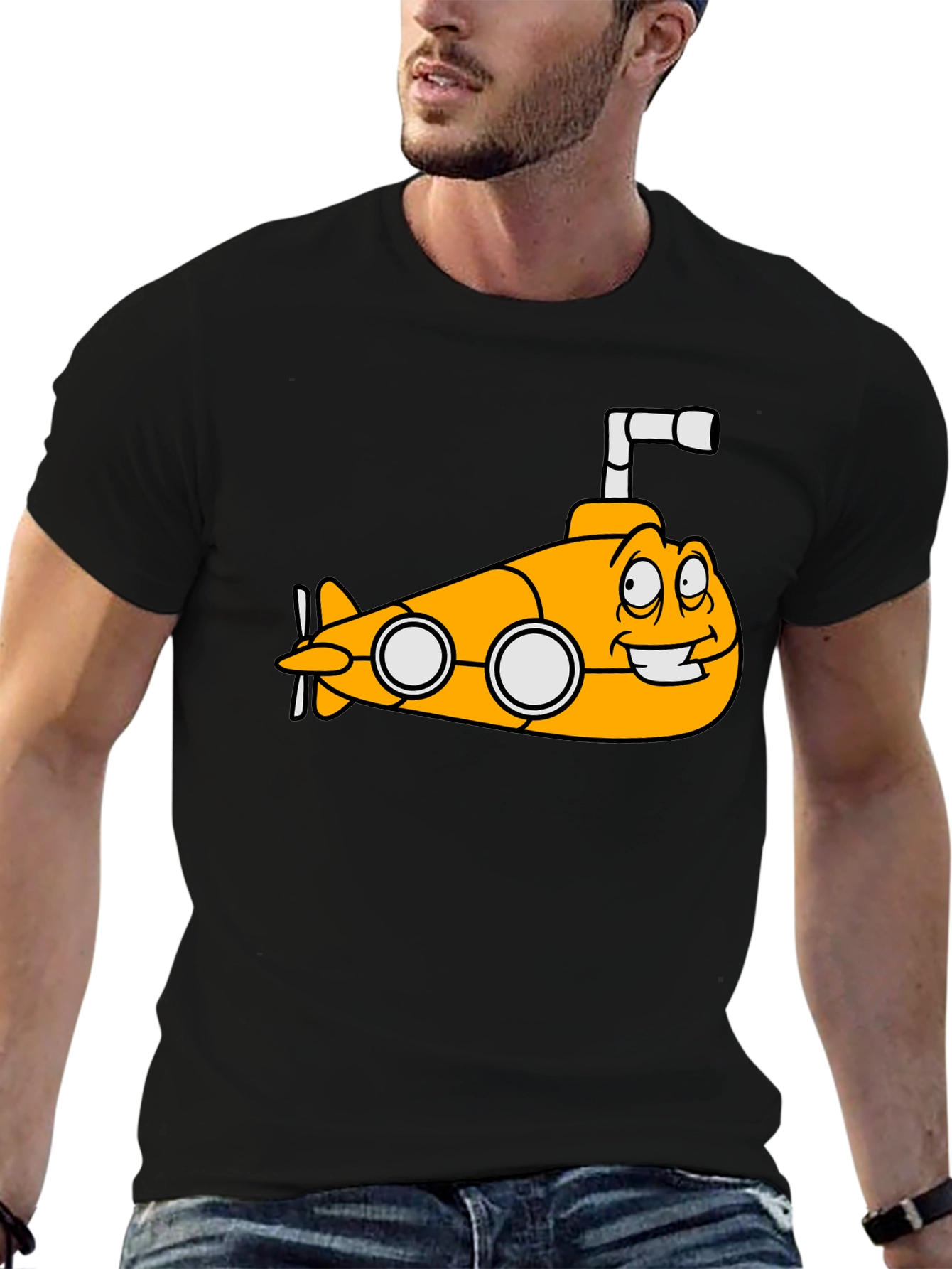 Yellow Submarine Cartoon Graphic T-Shirt