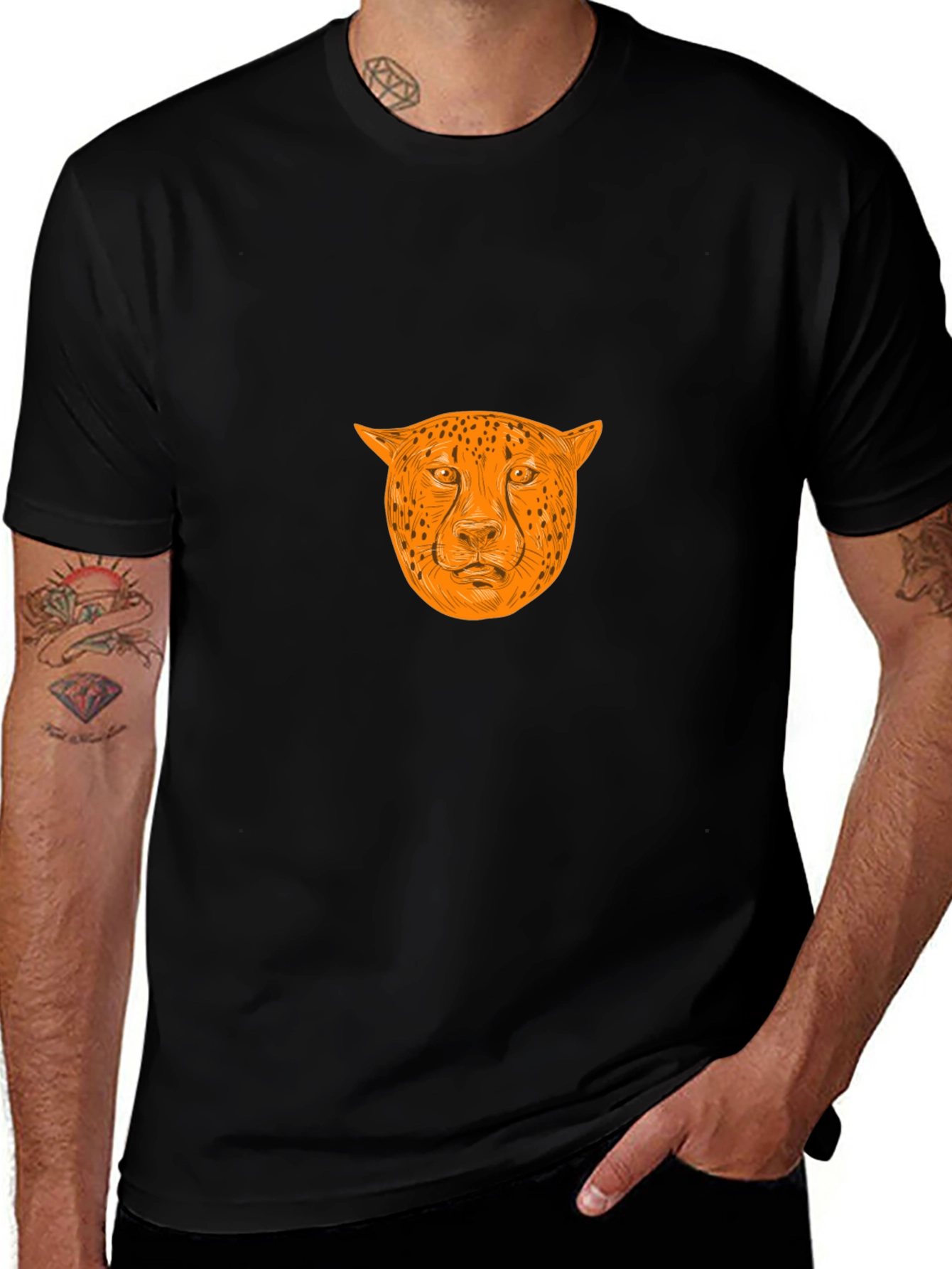 Bold Cheetah Graphic Tee - Black