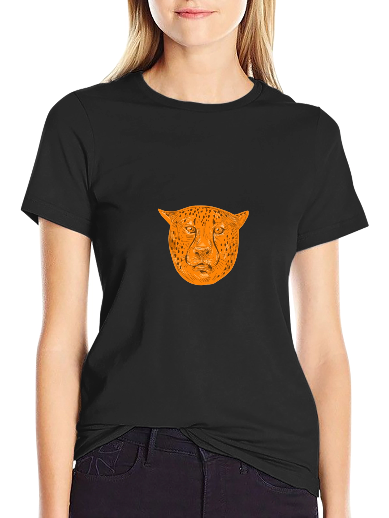 Bold Cheetah Graphic Tee - Black