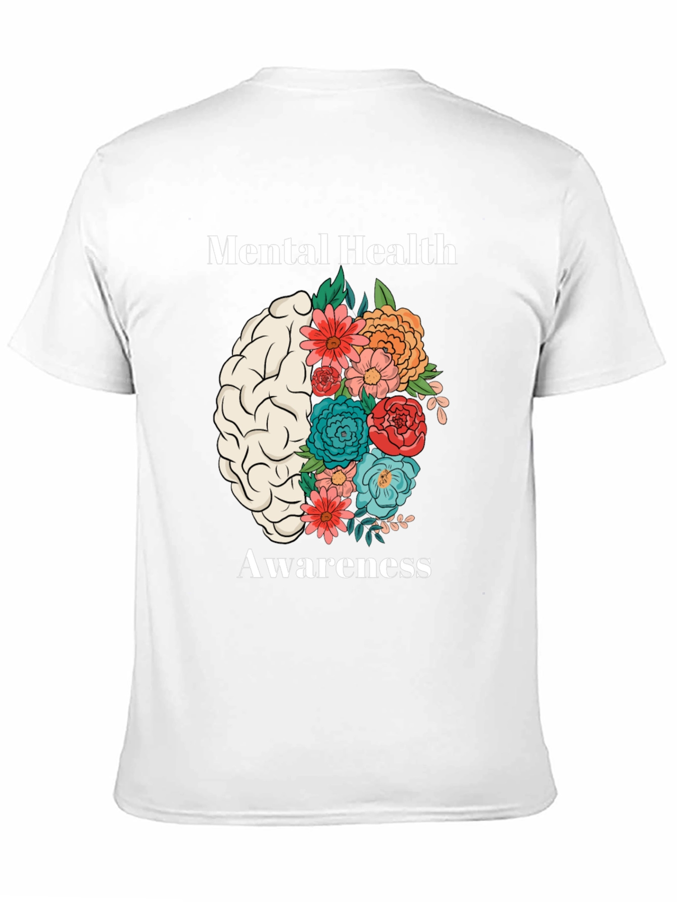 Mental Health Awareness Floral Brain T-Shirt