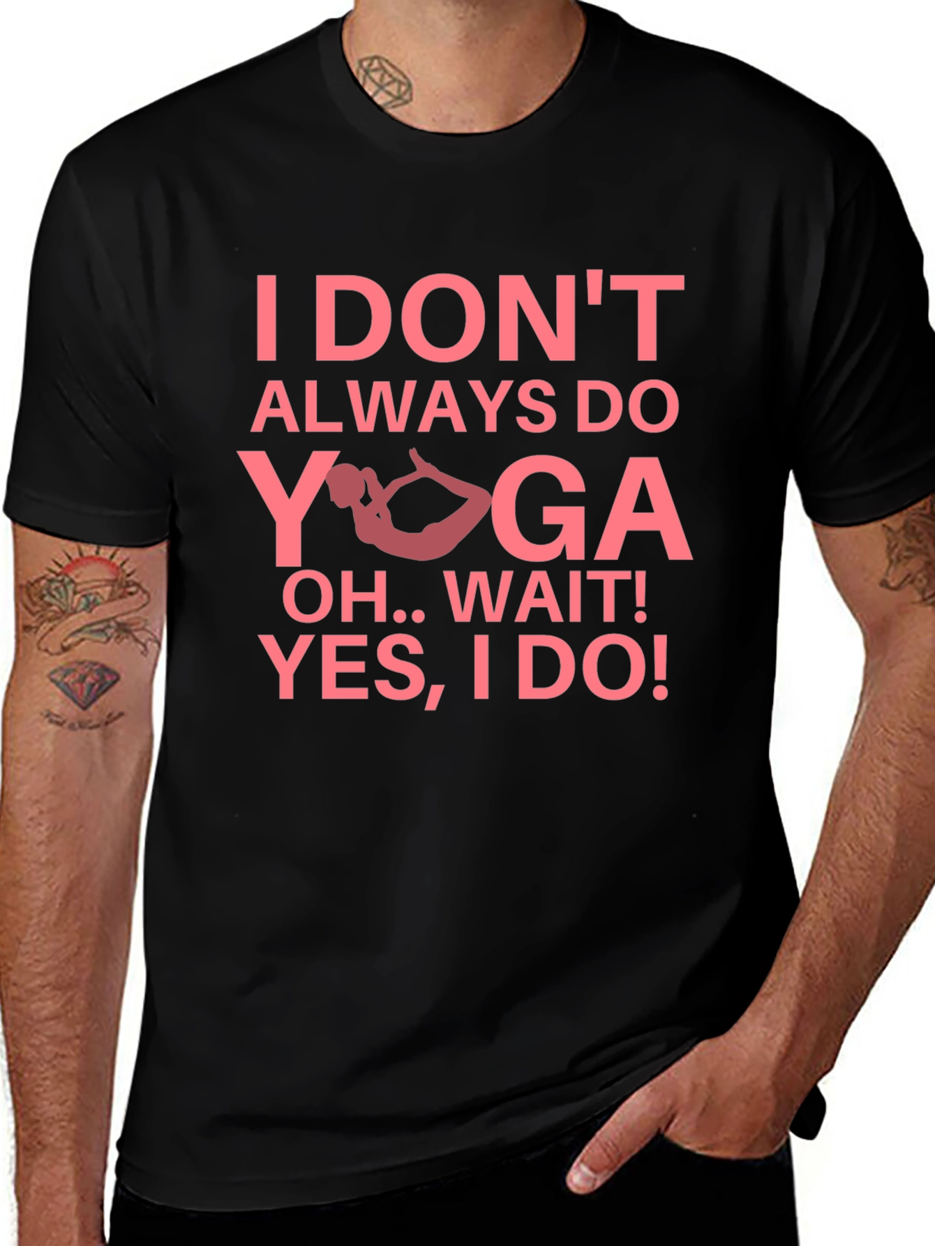 Funny Yoga Graphic Tee - Black Cotton Blend