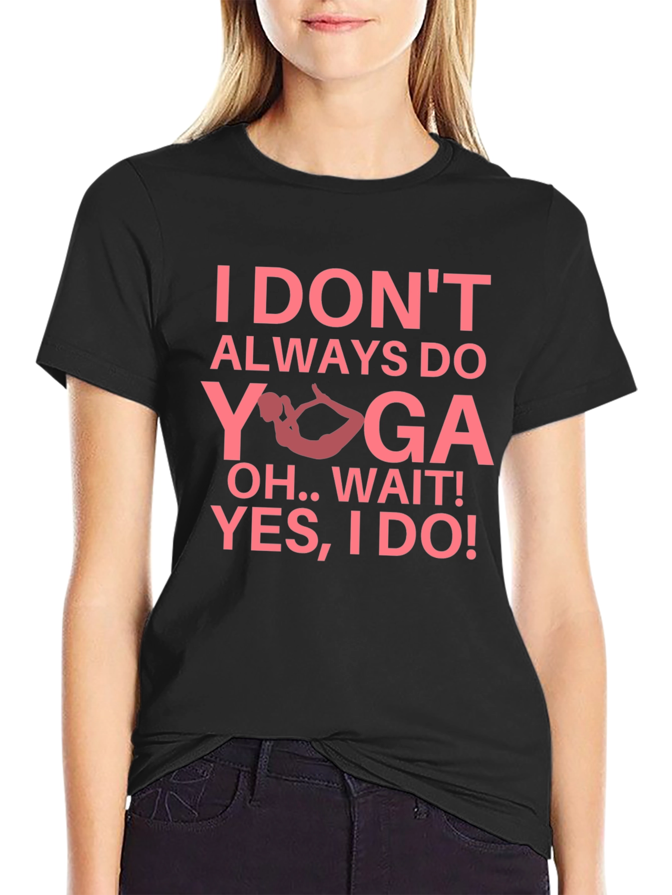 Funny Yoga Graphic Tee - Black Cotton Blend