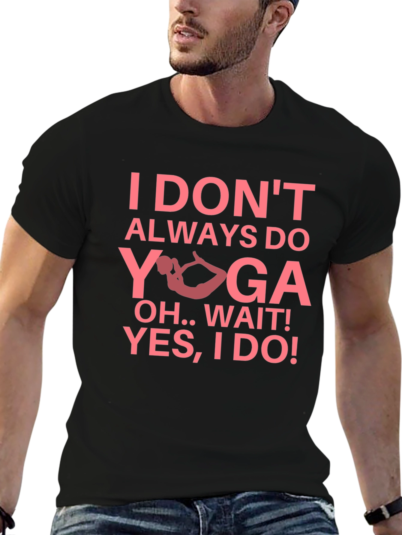 Funny Yoga Graphic Tee - Black Cotton Blend