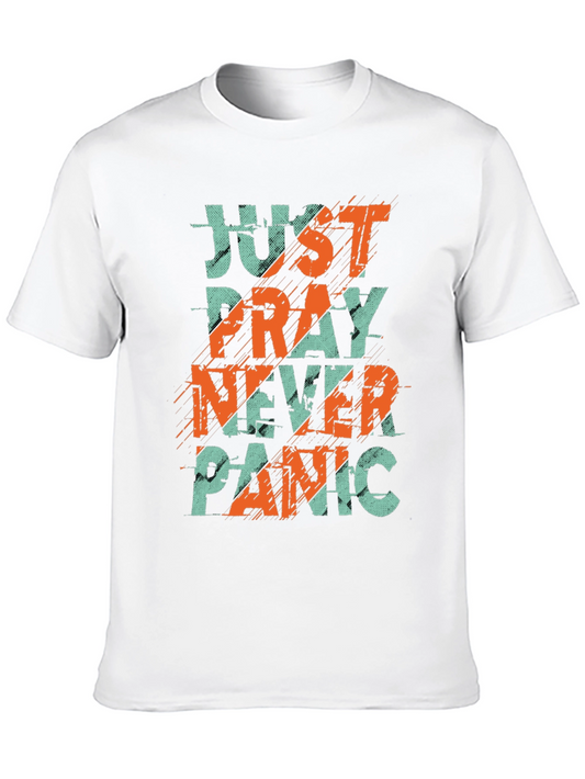 Just Pray Never Panic Graphic Tee - Black