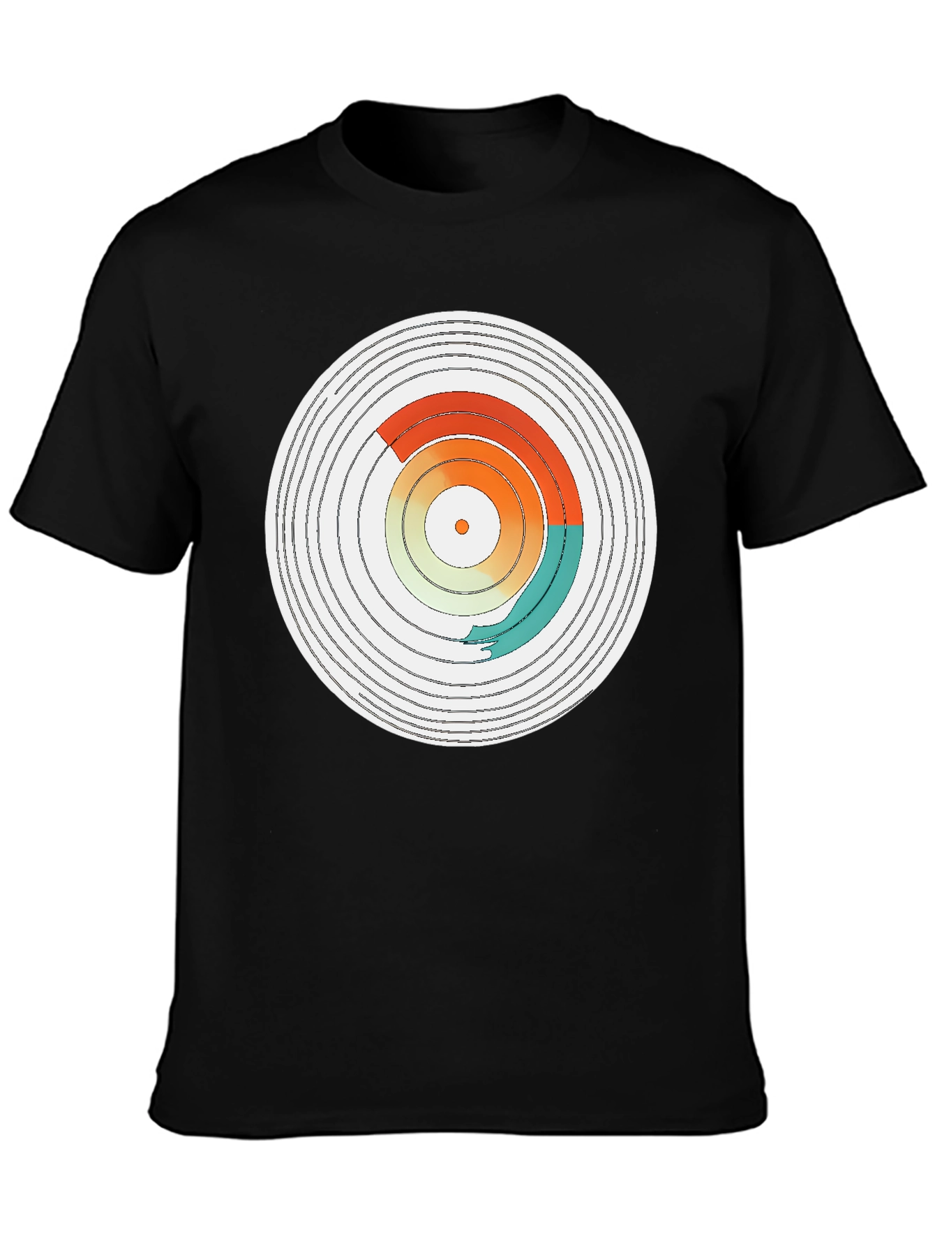 Abstract Vinyl Record Design Black T-Shirt