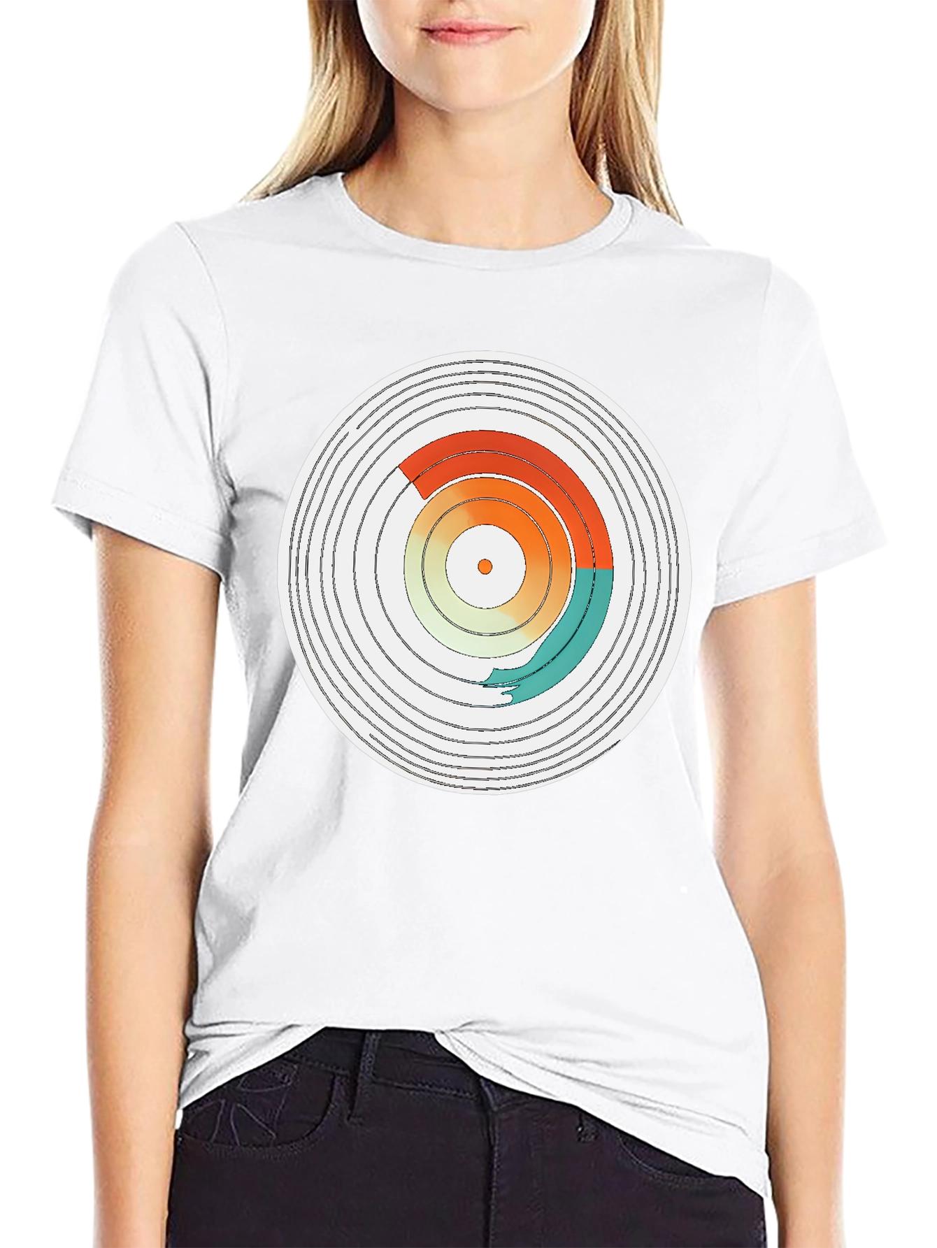 Abstract Vinyl Record Design Black T-Shirt