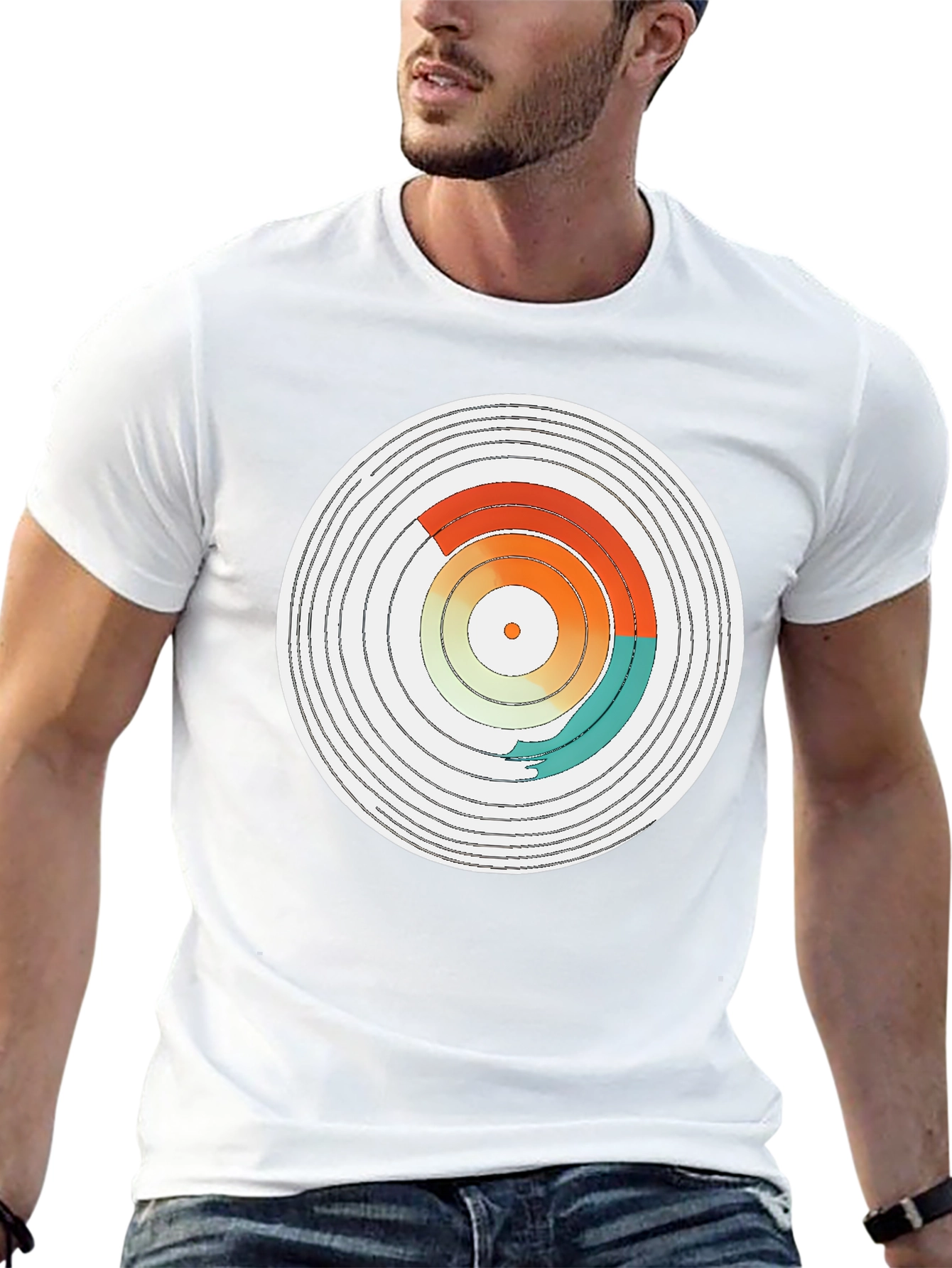 Abstract Vinyl Record Design Black T-Shirt
