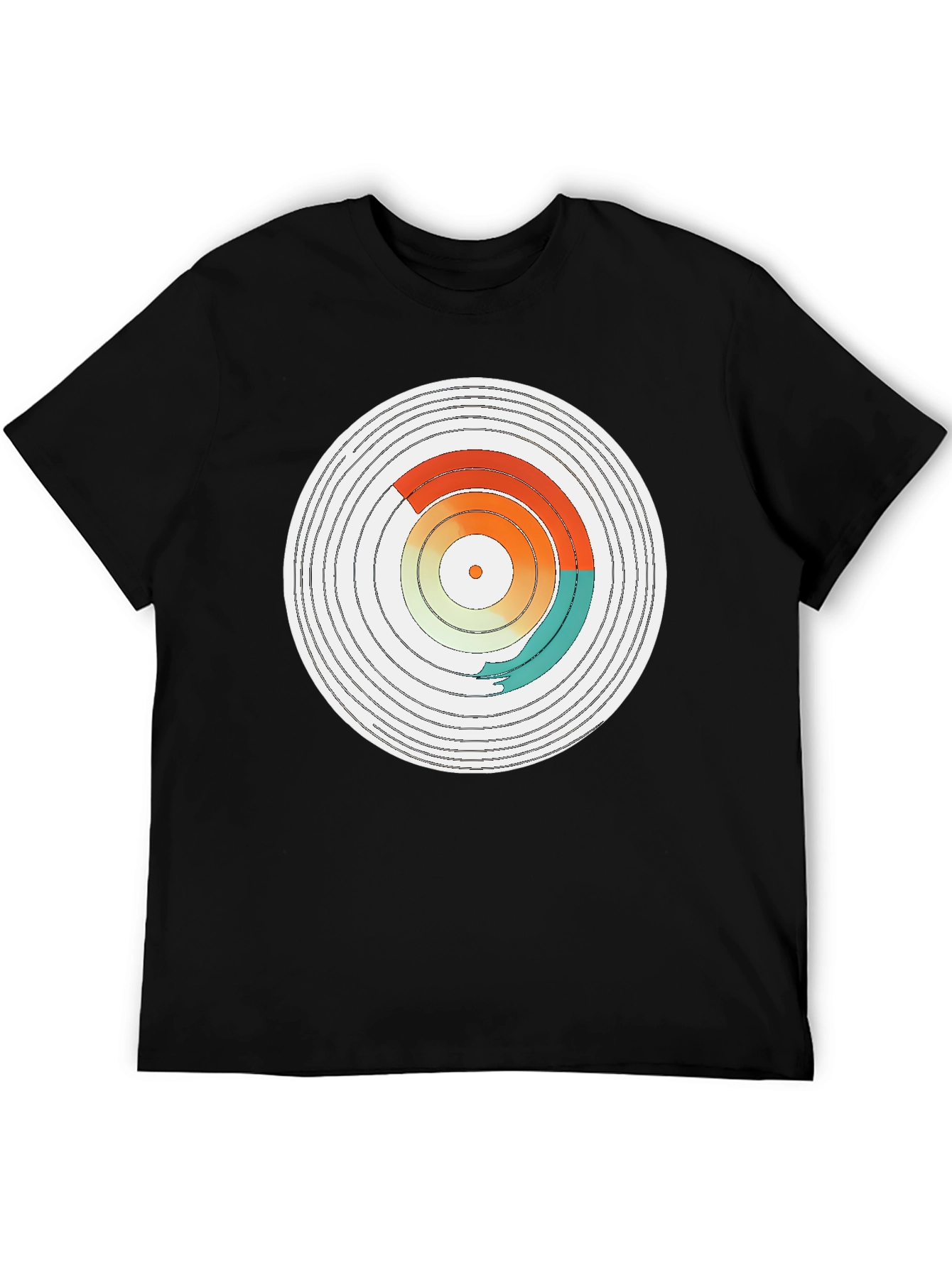 Abstract Vinyl Record Design Black T-Shirt