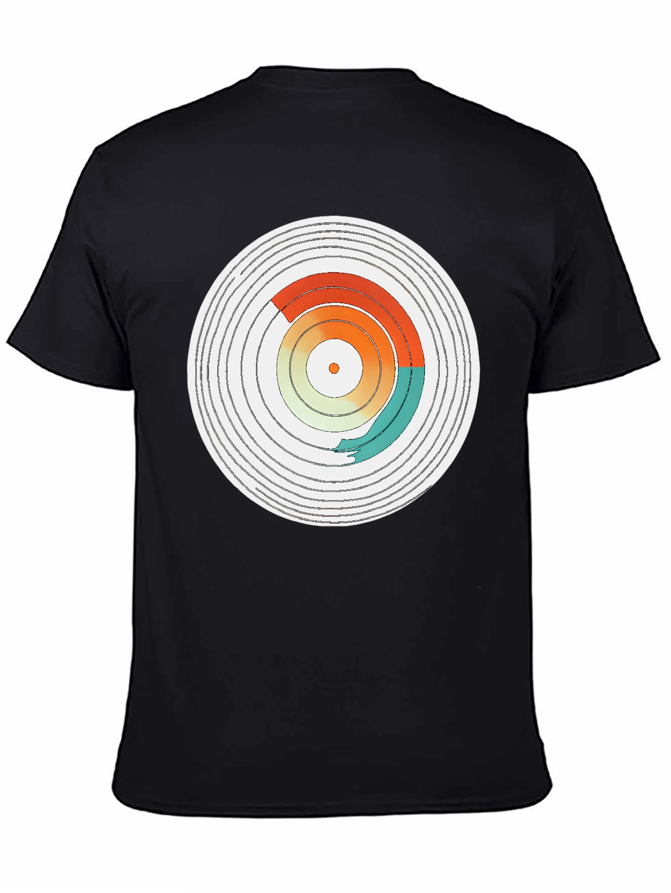 Abstract Vinyl Record Design Black T-Shirt