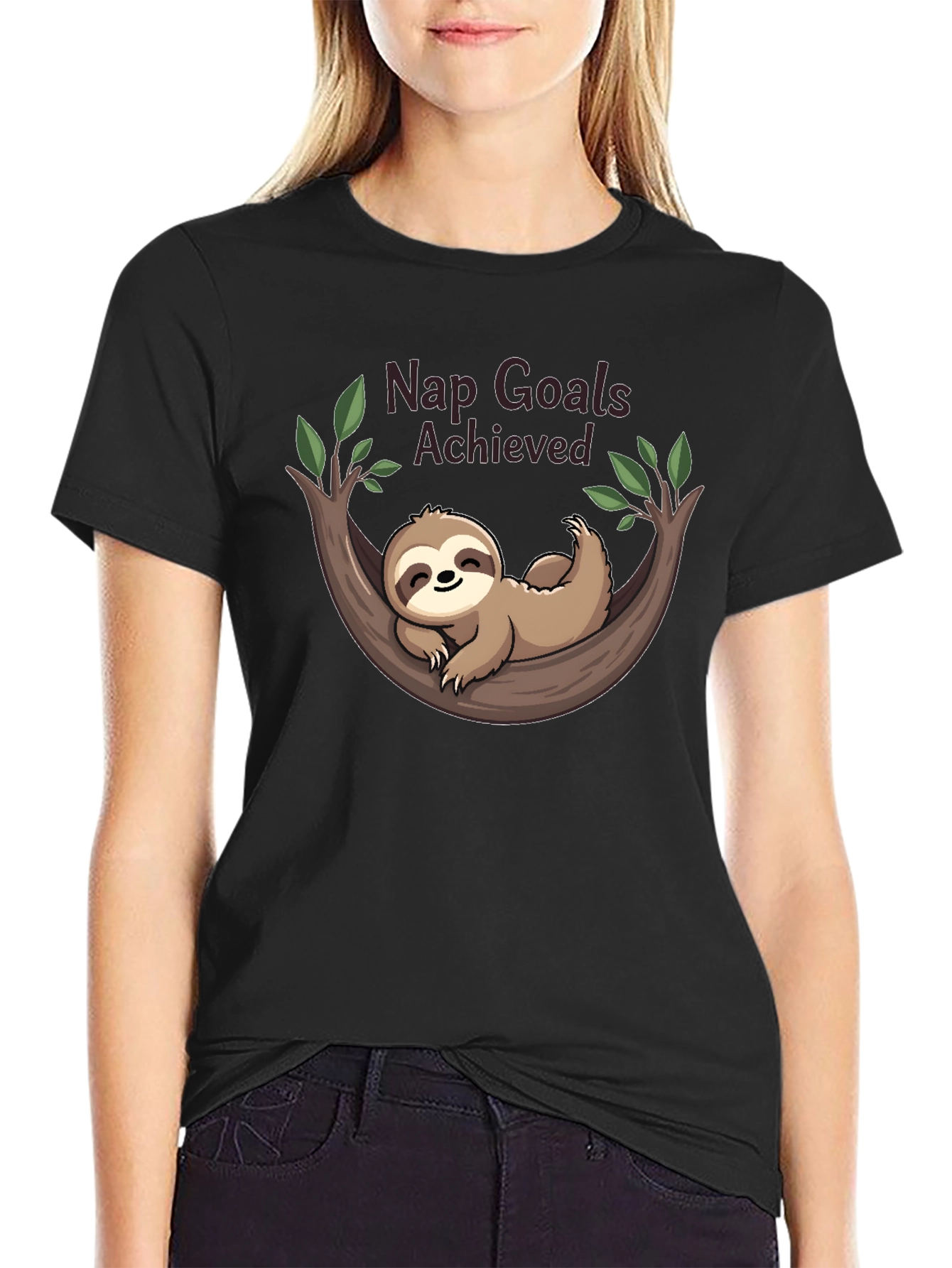 Nap Goals Achieved Sloth Graphic T-Shirt