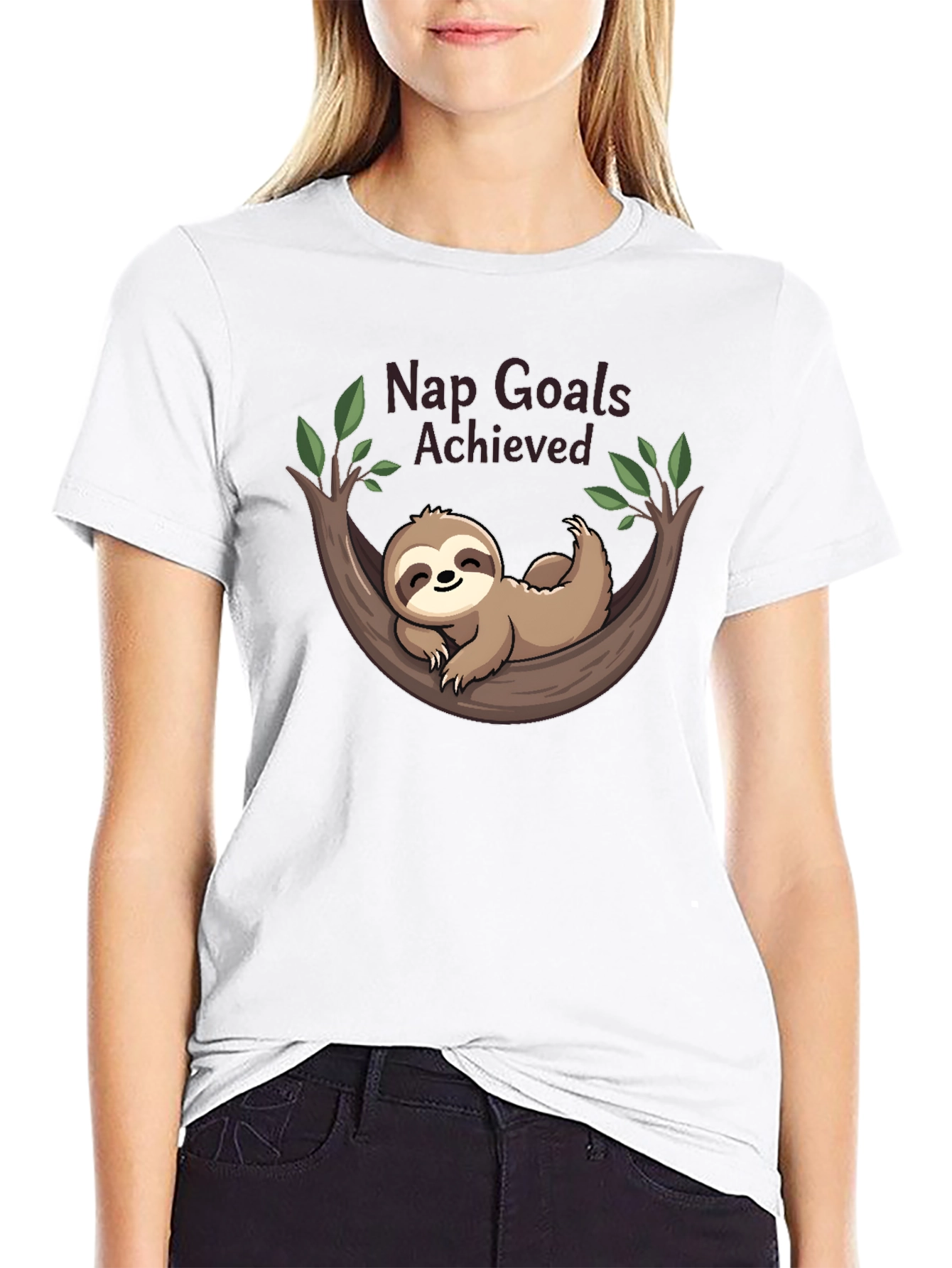 Nap Goals Achieved Sloth Graphic T-Shirt