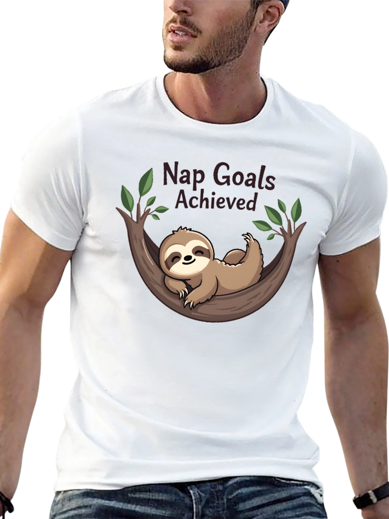 Nap Goals Achieved Sloth Graphic T-Shirt
