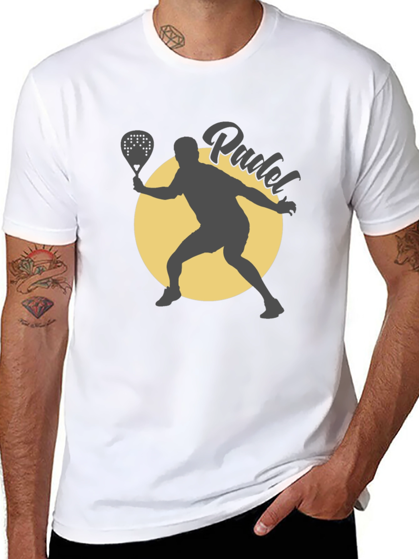 Padel Player Graphic Tee - Black Cotton T-Shirt