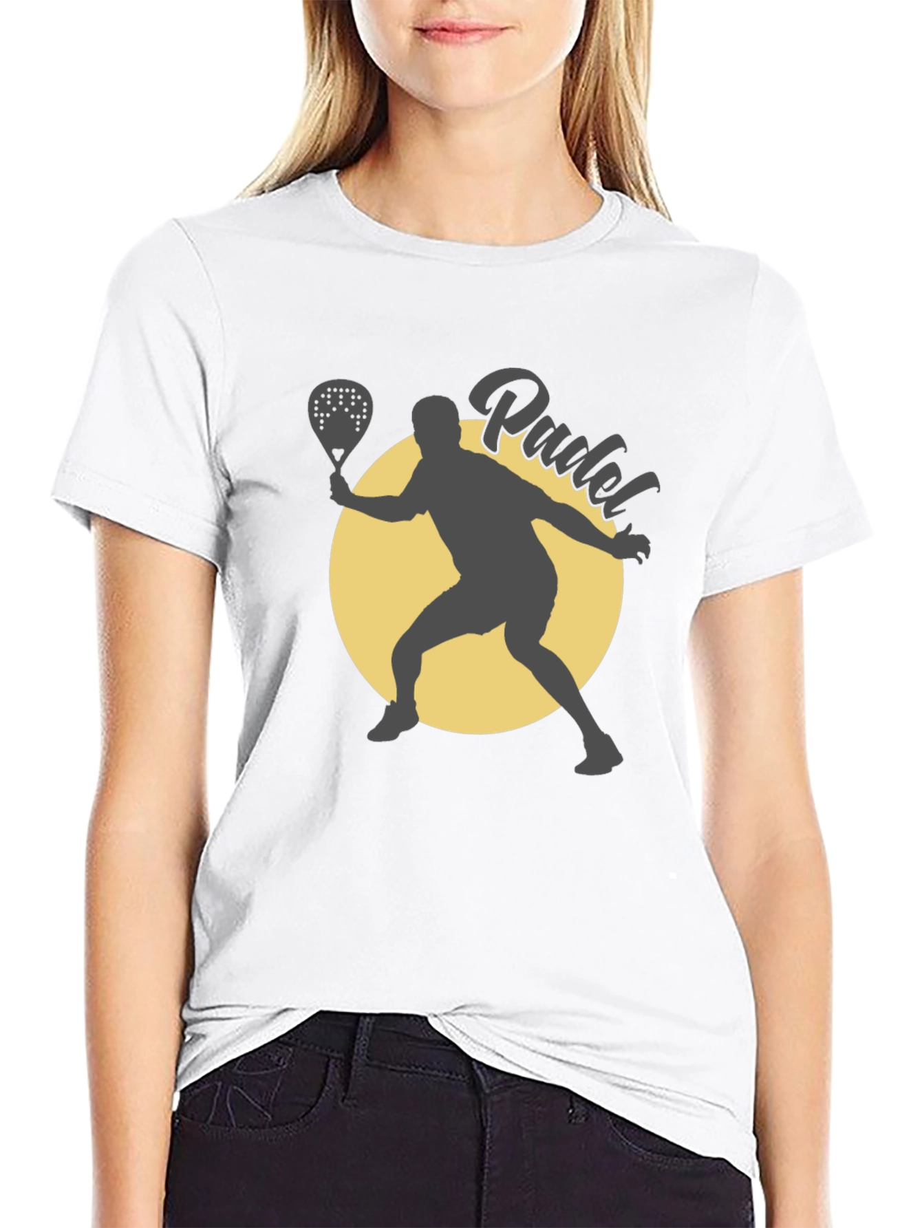 Padel Player Graphic Tee - Black Cotton T-Shirt