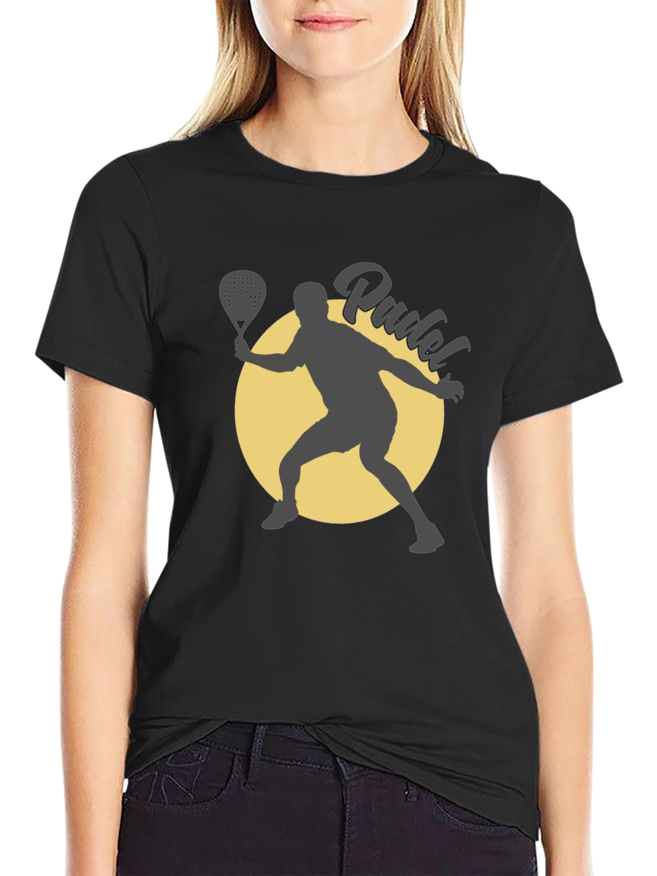 Padel Player Graphic Tee - Black Cotton T-Shirt