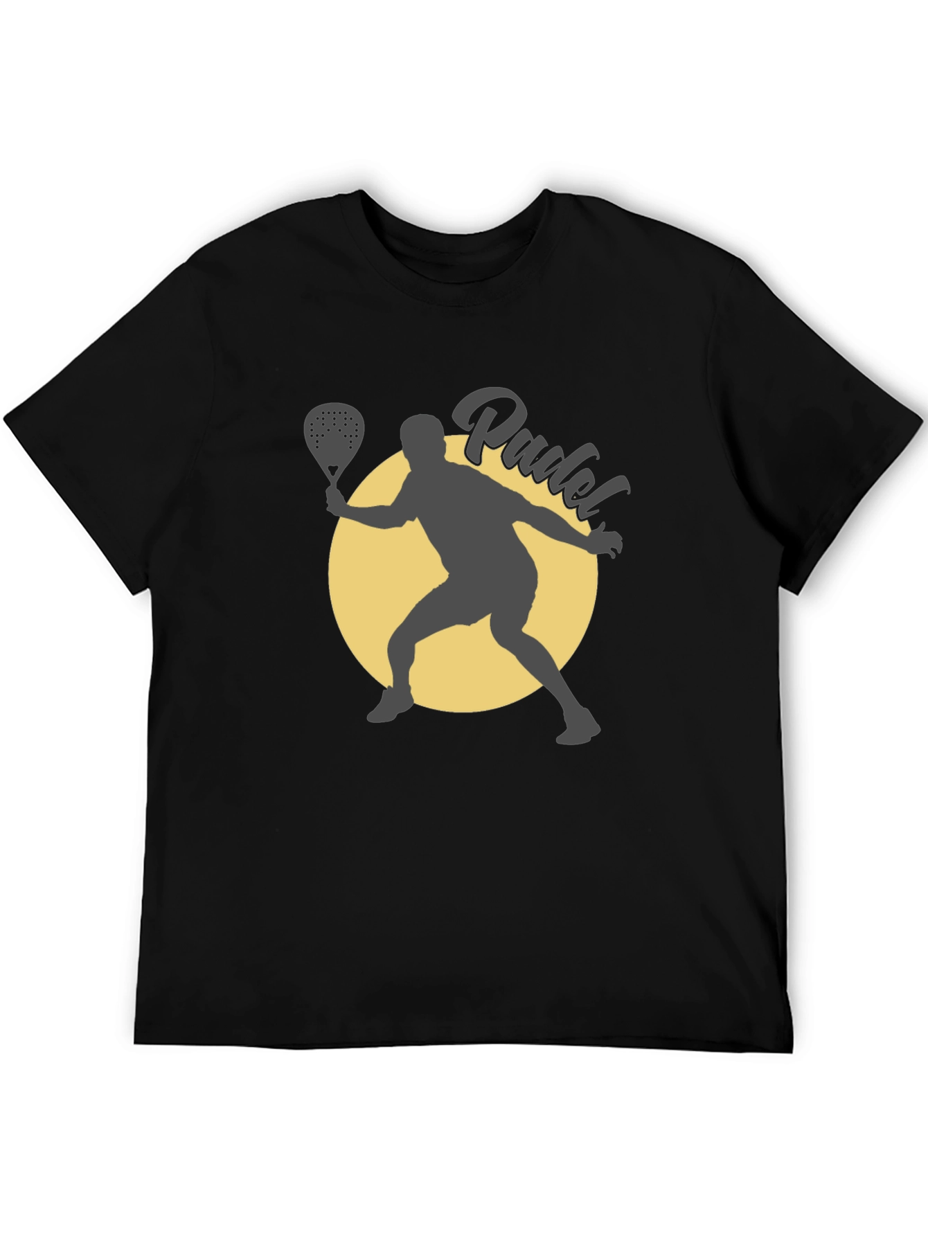 Padel Player Graphic Tee - Black Cotton T-Shirt