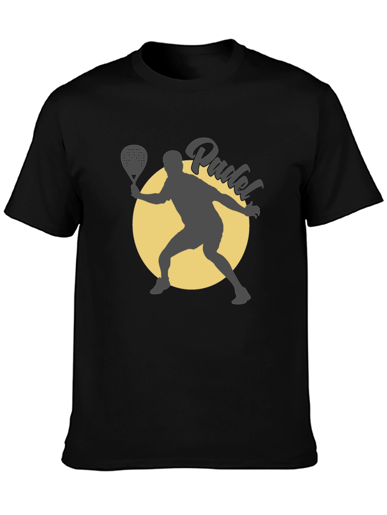 Padel Player Graphic Tee - Black Cotton T-Shirt
