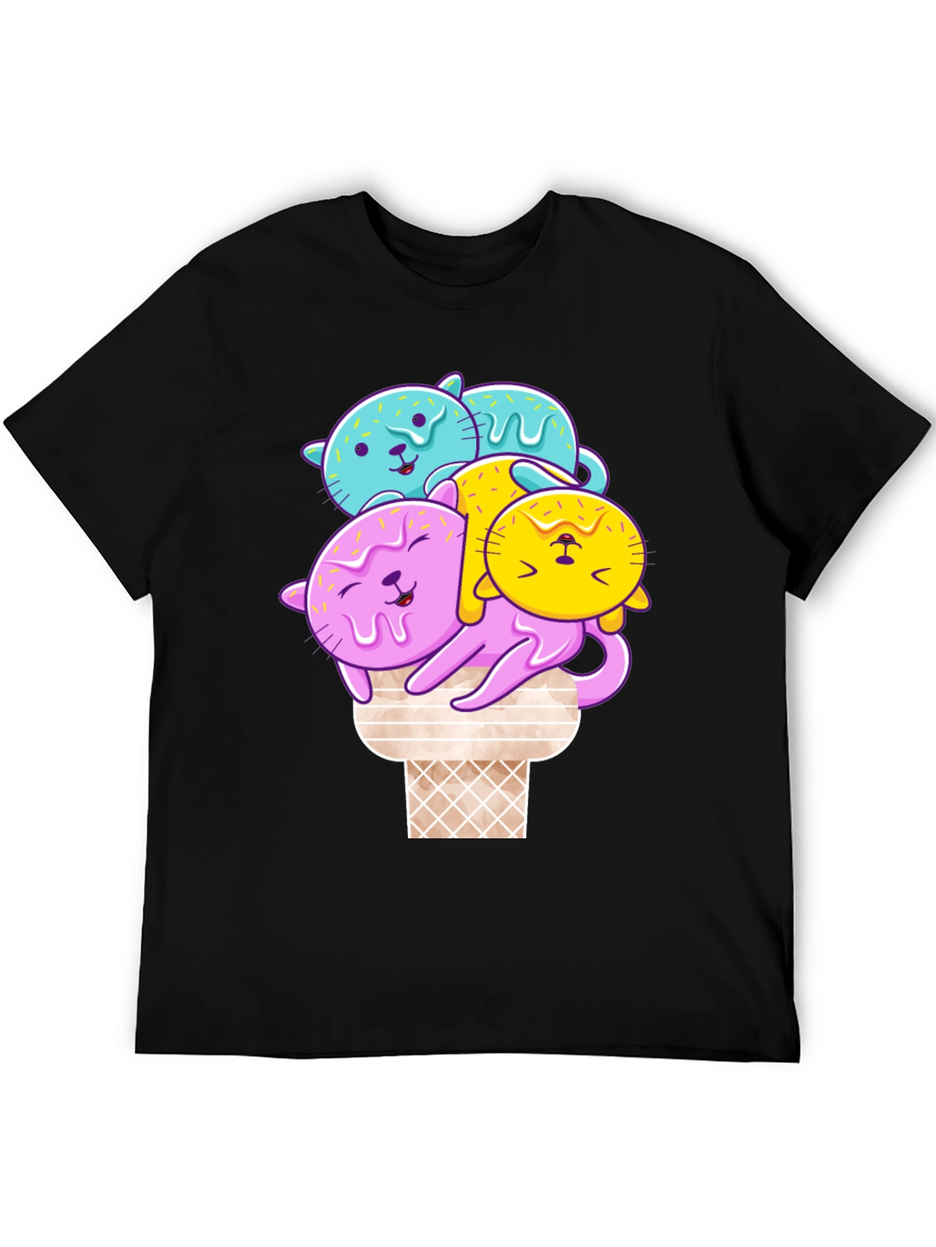 Cute Cat Ice Cream T-Shirt - Kawaii Style