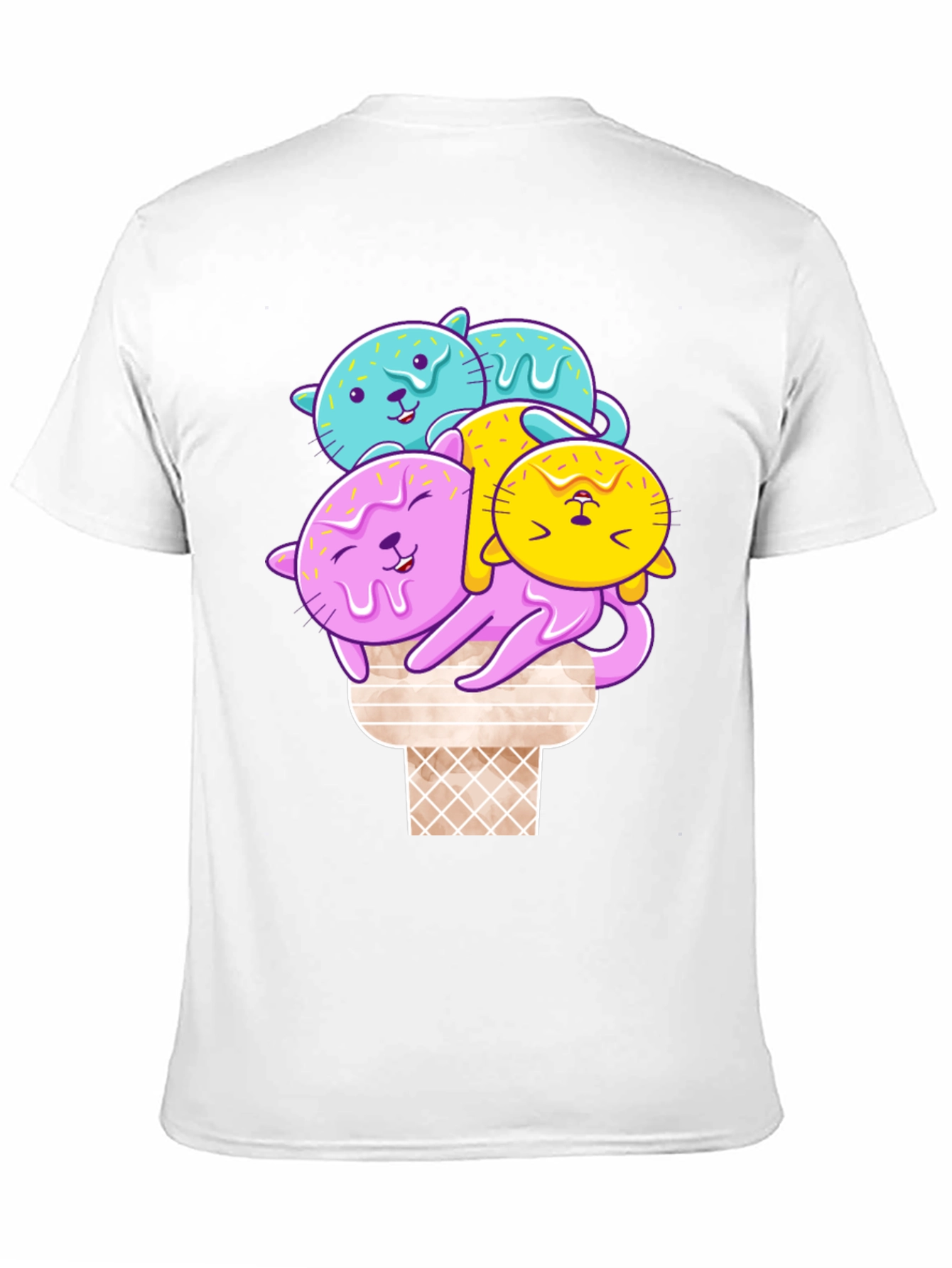Cute Cat Ice Cream T-Shirt - Kawaii Style