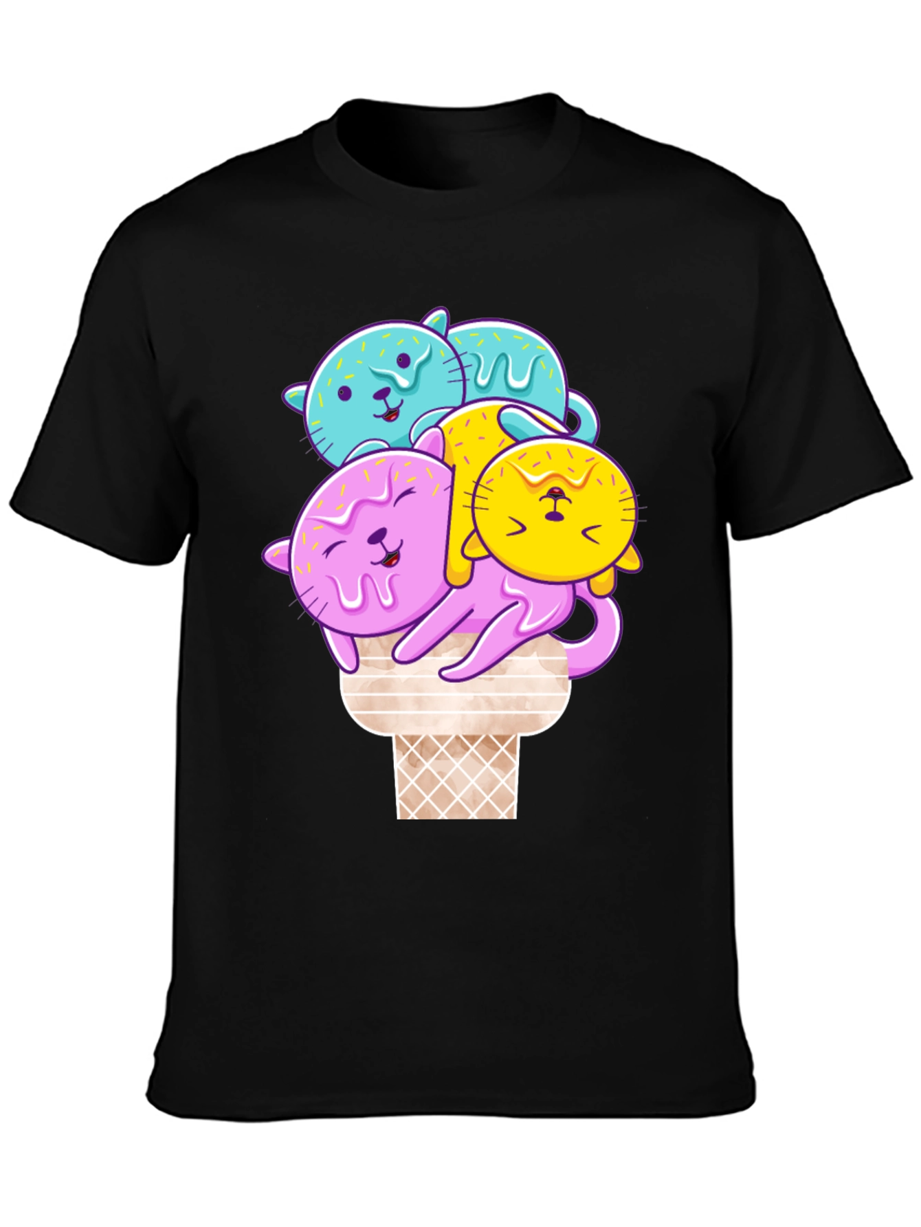 Cute Cat Ice Cream T-Shirt - Kawaii Style