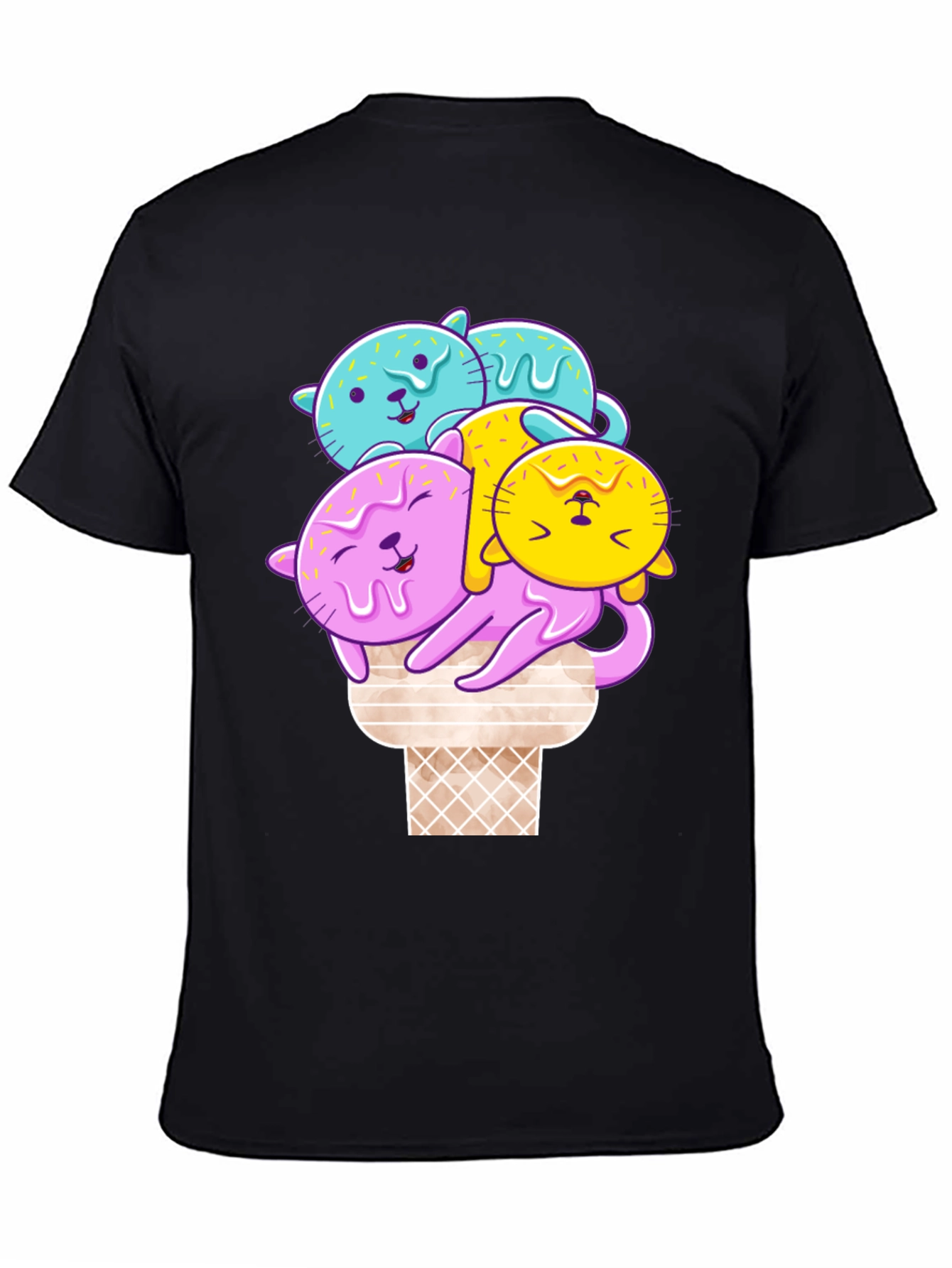 Cute Cat Ice Cream T-Shirt - Kawaii Style