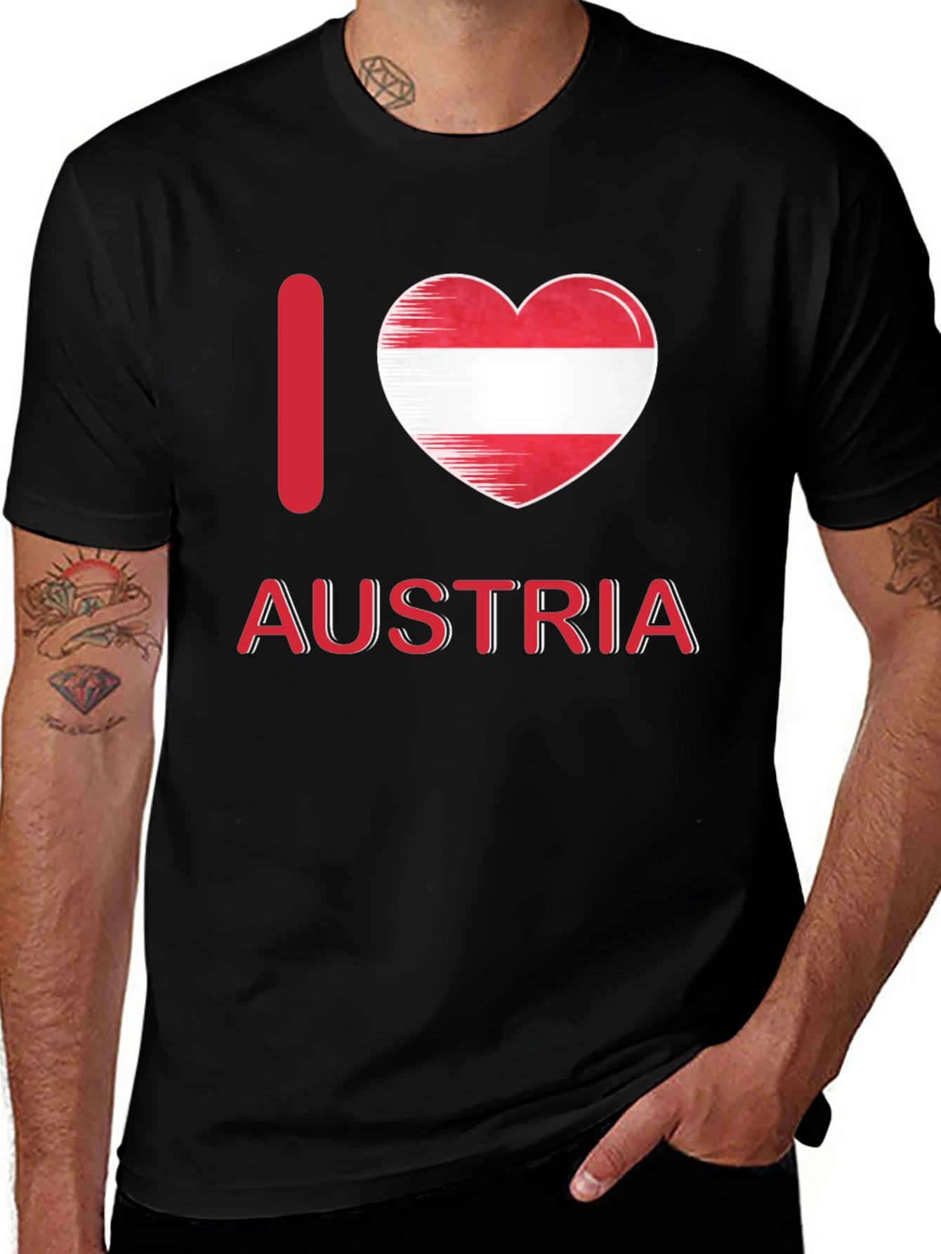 I Love Austria T-Shirt Patriotic Austrian Flag Heart Tee