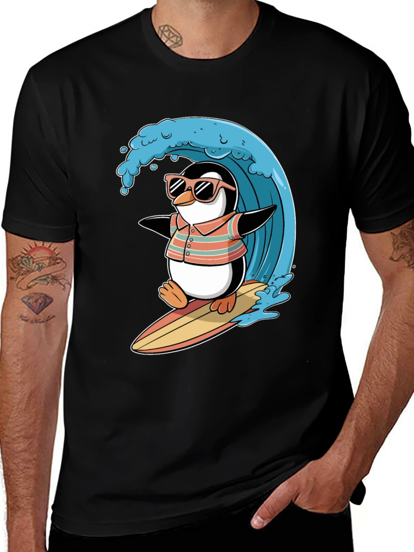 Surfing Penguin Graphic Tee