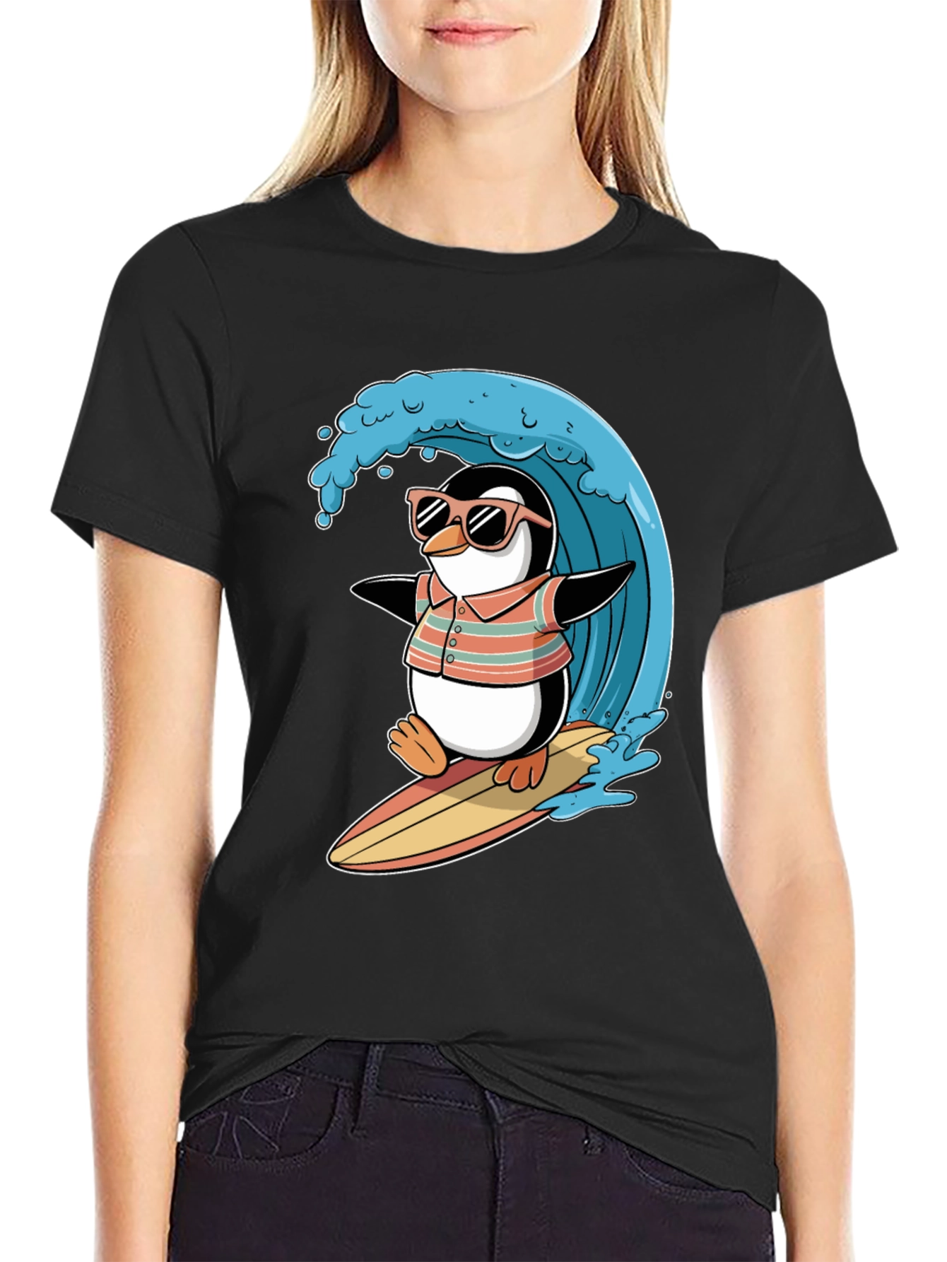 Surfing Penguin Graphic Tee