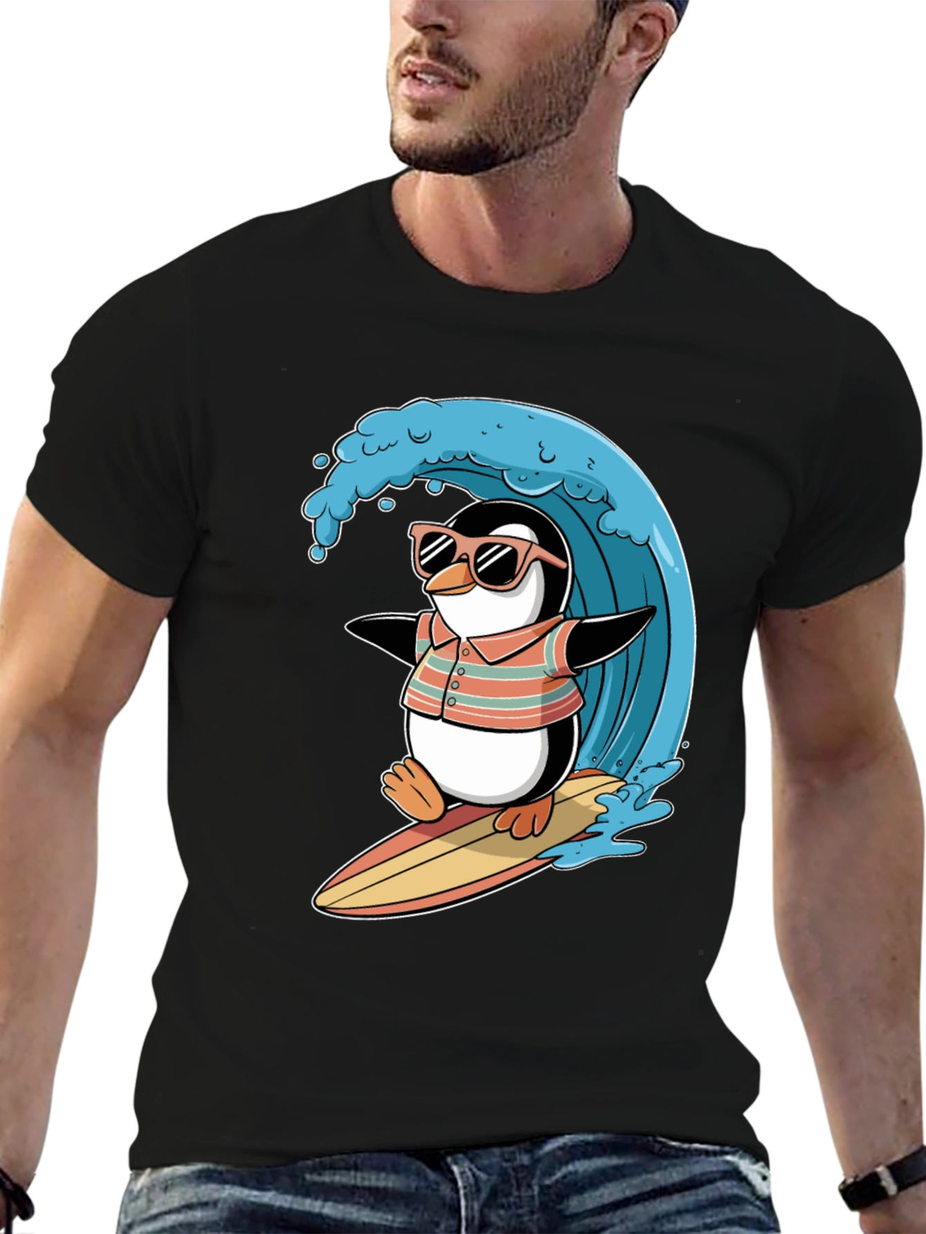 Surfing Penguin Graphic Tee