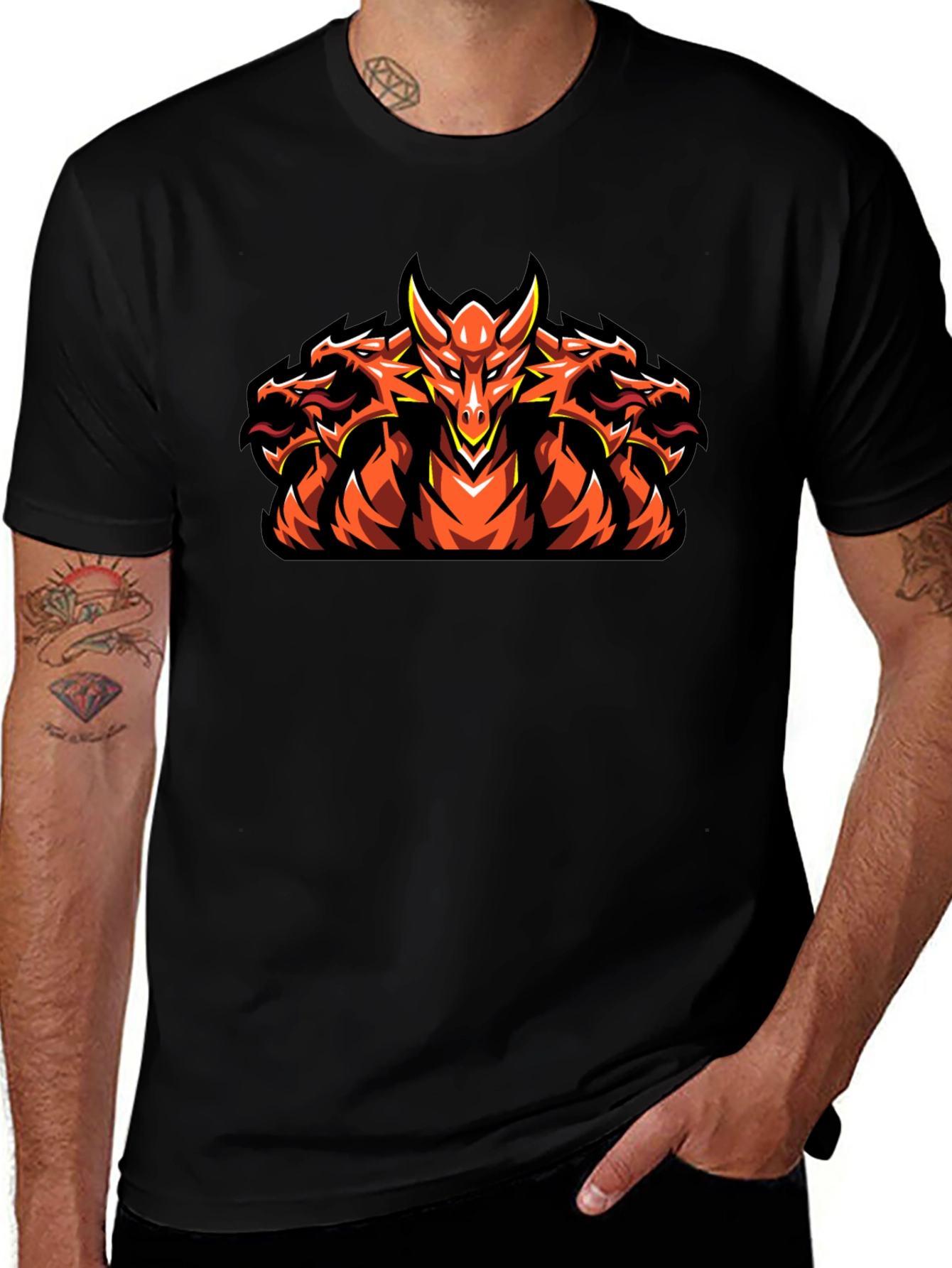 Hydra Dragon Graphic Tee - Mens Black T-Shirt